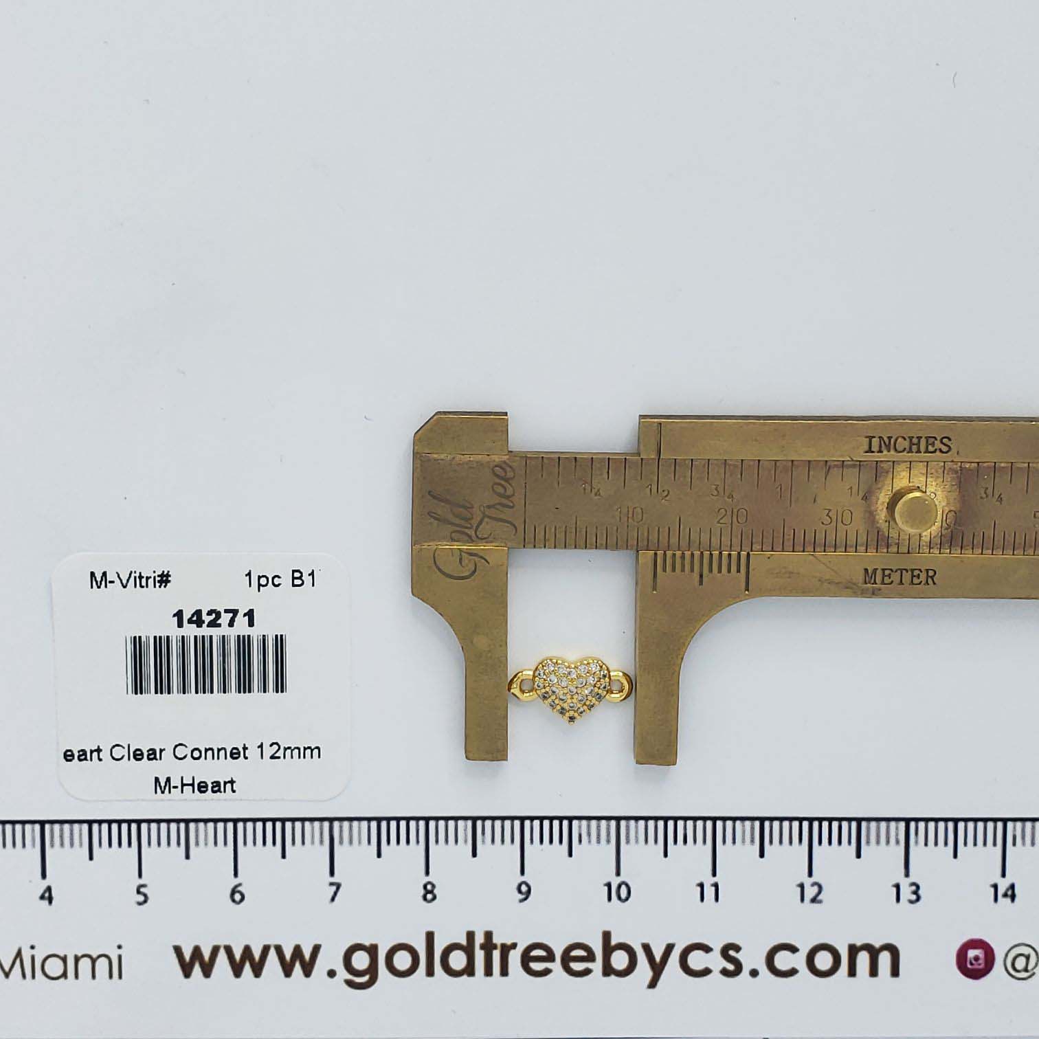 14271 Gold Clear Heart Connector