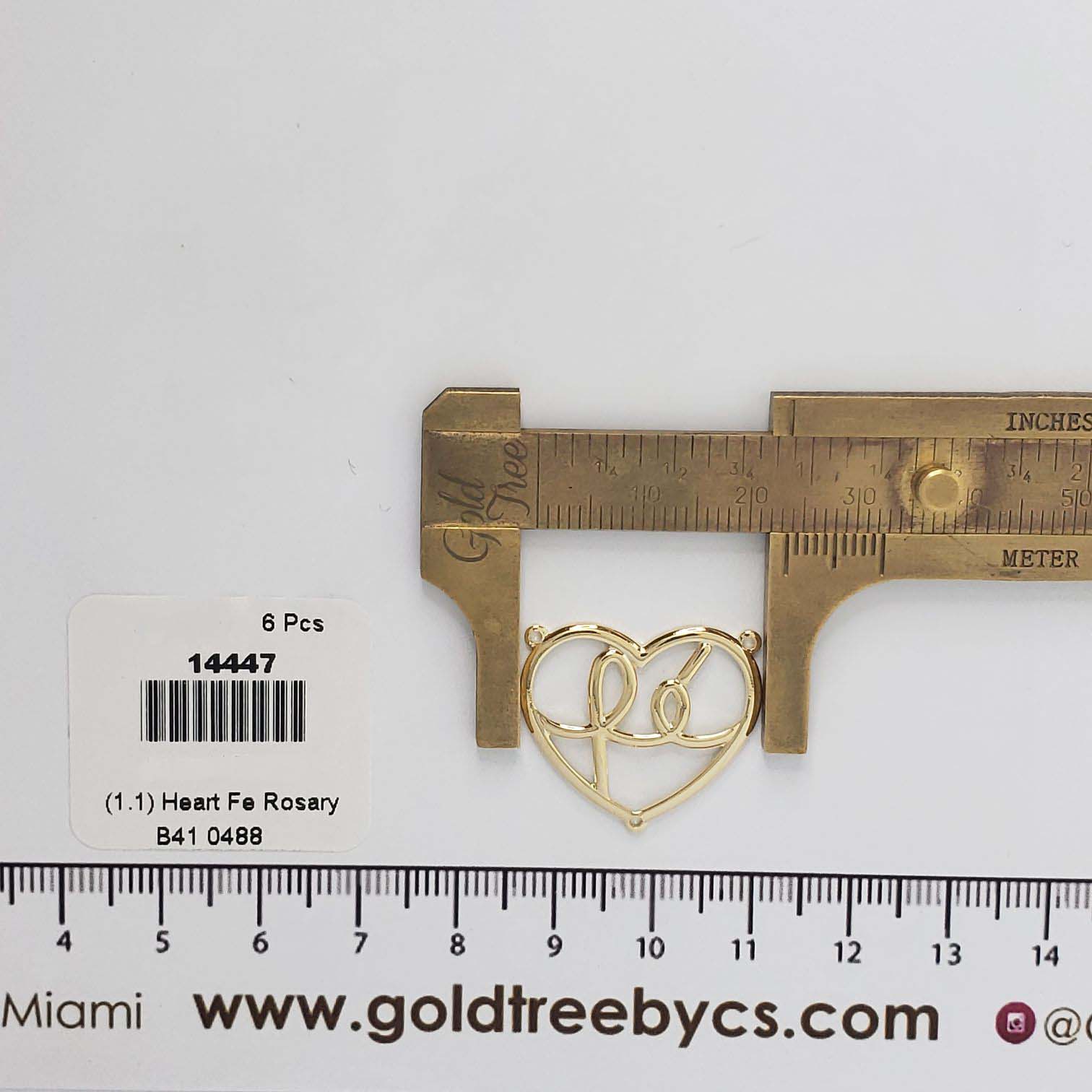 14447 Heart Fe Rosary Connector