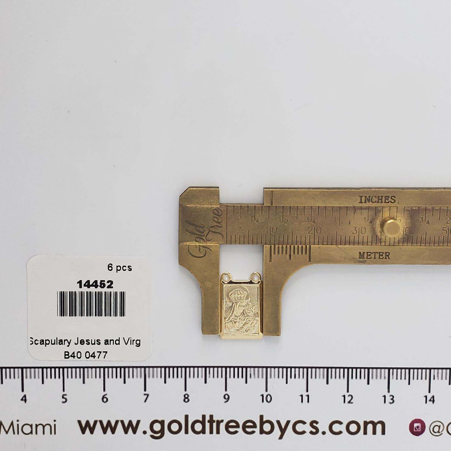 14452 Gold Scapular Jesus and Virgin Pendant