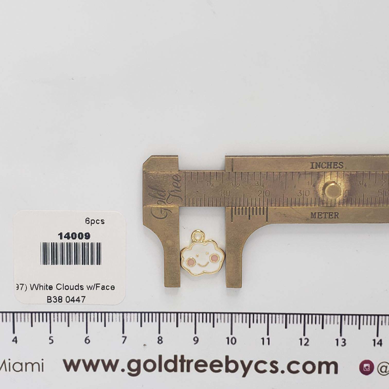 14009 Dije Nube Blanca Dorada con Cara