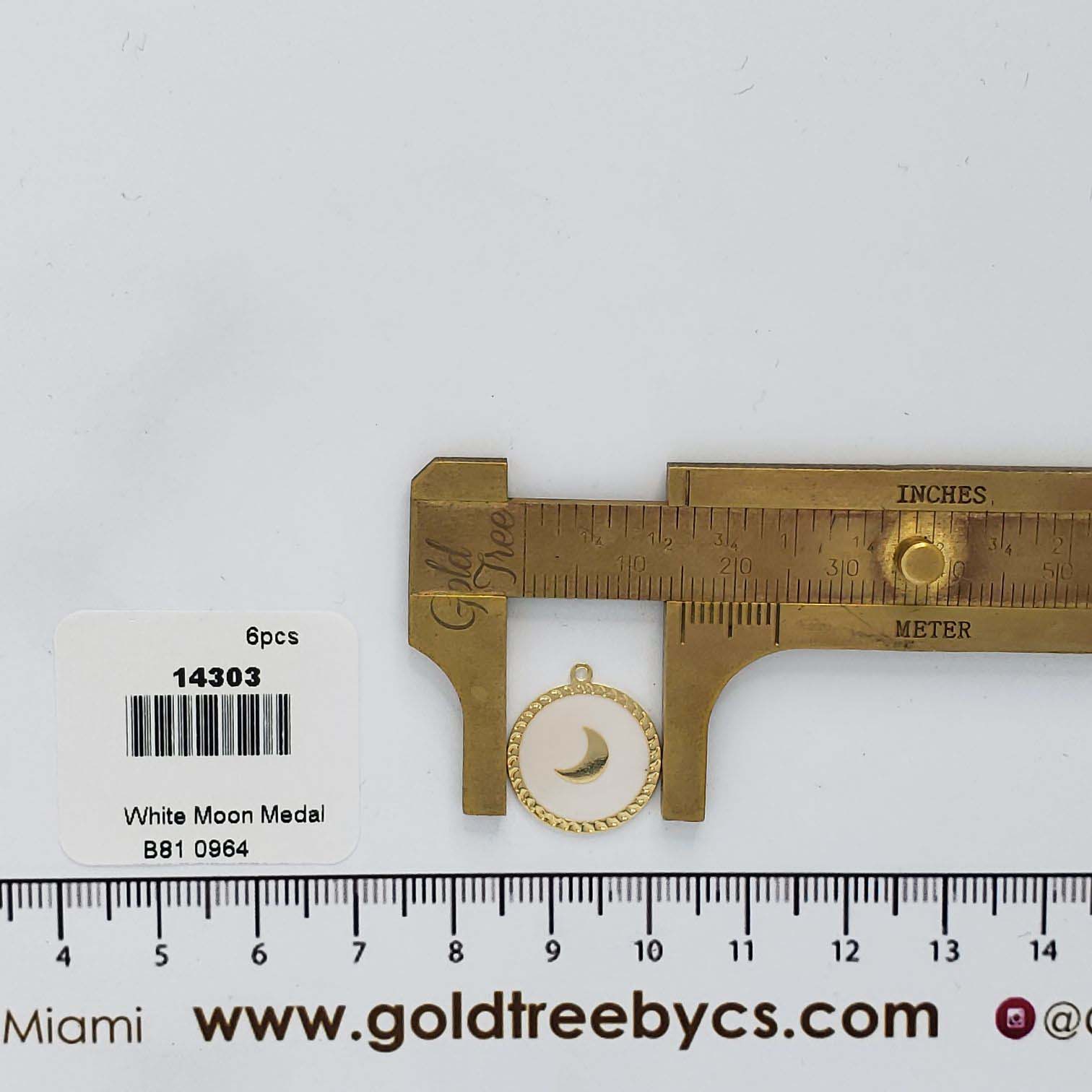 14303 White Moon Medal Pendant