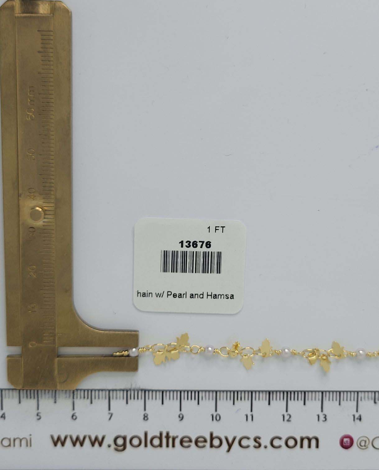 13676 Chain w/ Pearl and Hamsa