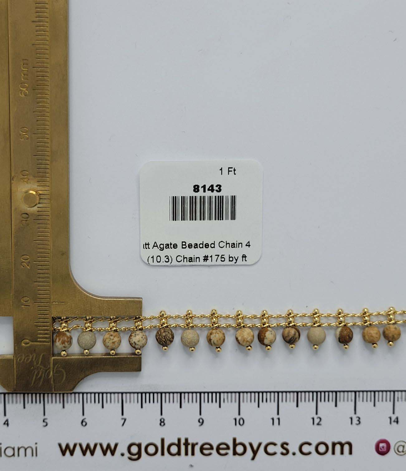 8143 Brown Matt Agate Beaded Chain