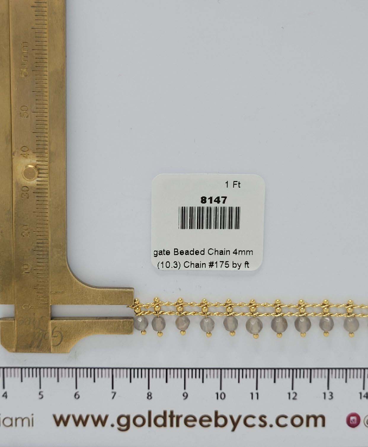 8147 Cadena de cuentas de ágata gris