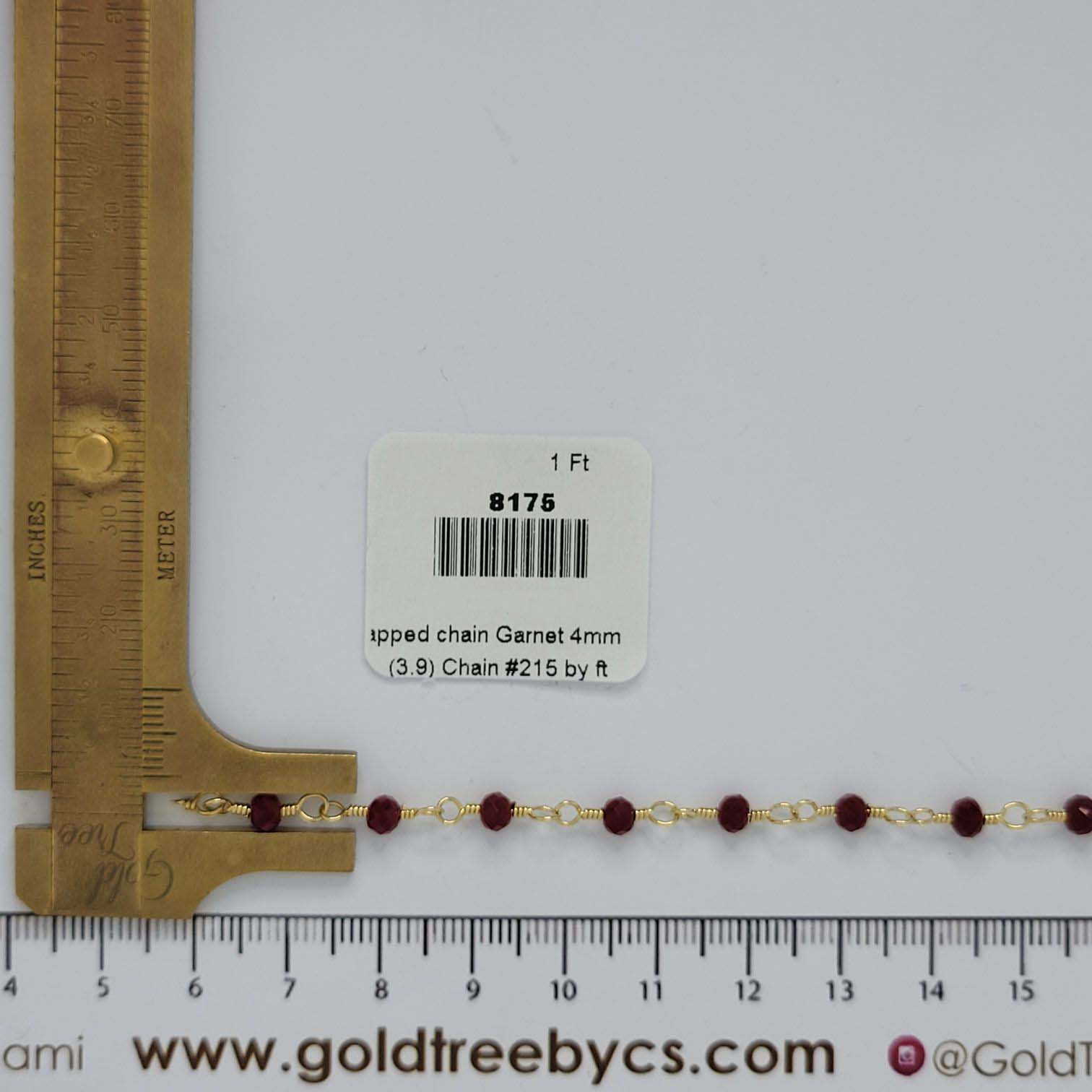8175 Hand wrapped chain Garnet