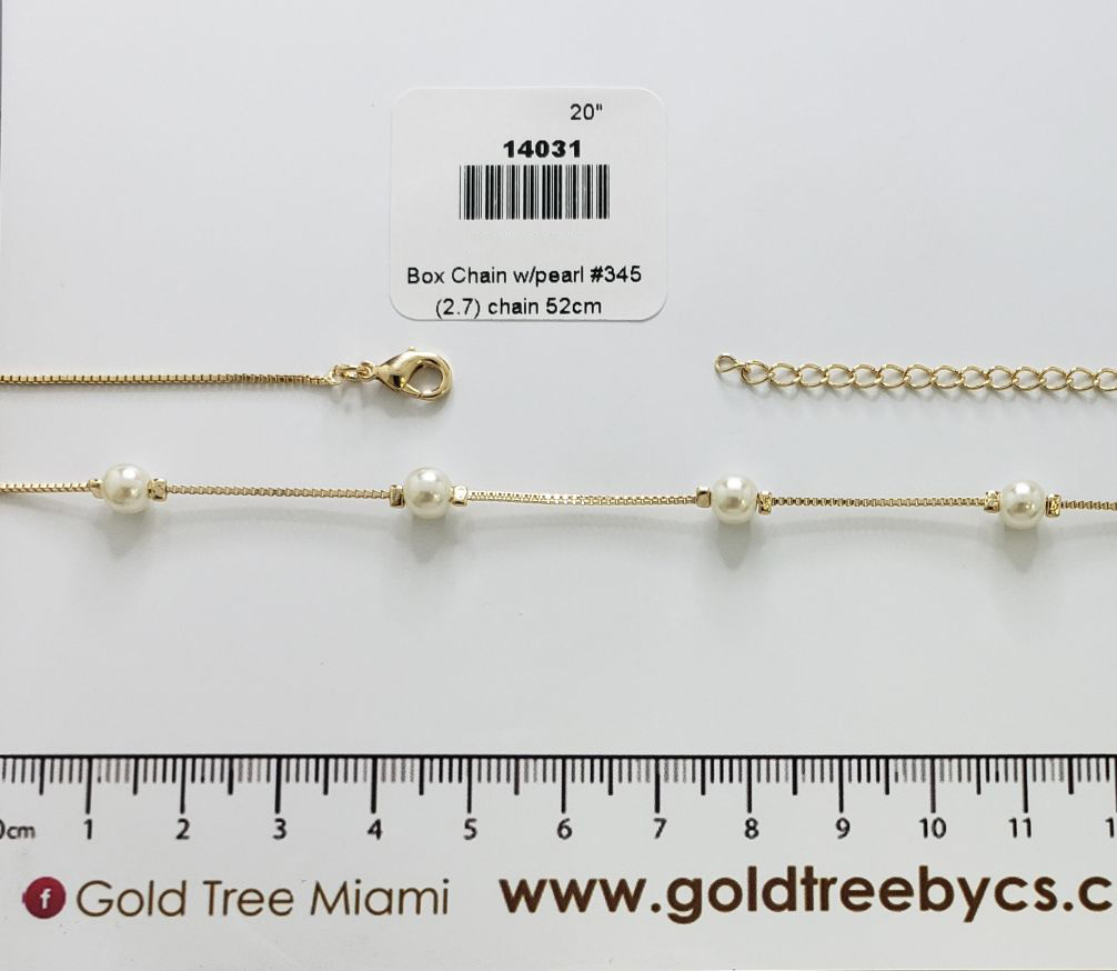 14031 Gold Box Chain with Pearls