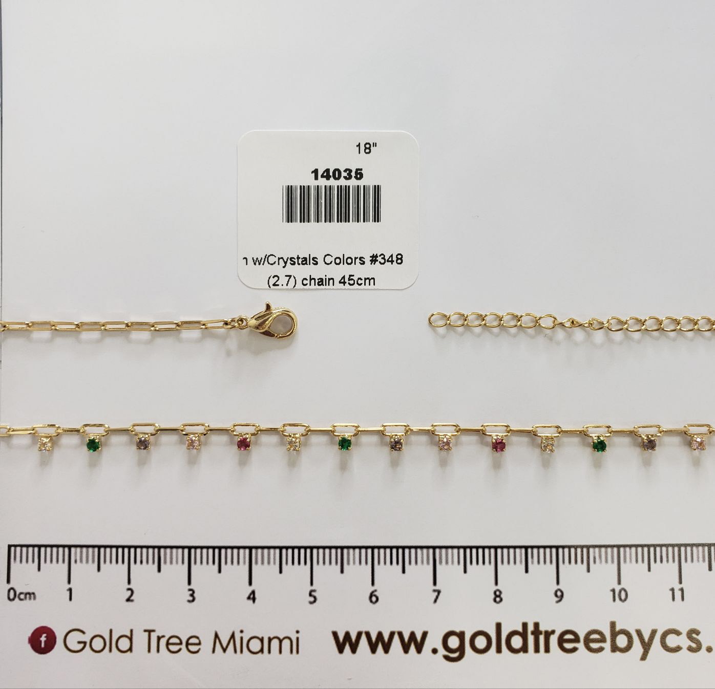14035 Cadena con Cristales de Colores #348