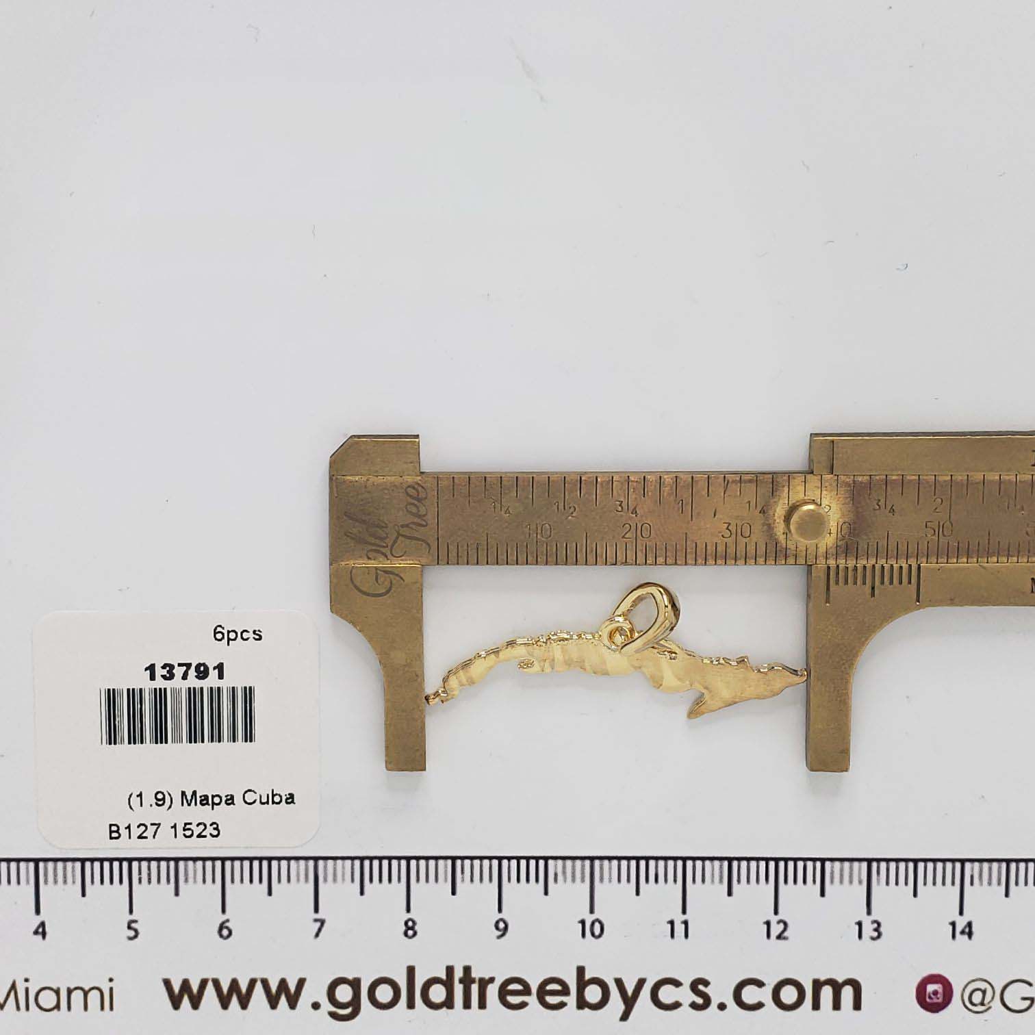 13791 Golden Cuba Map Charm