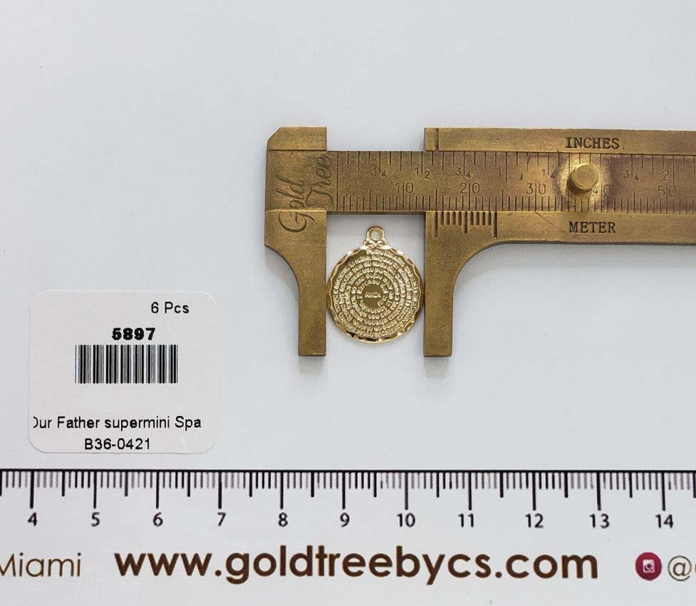 5897 Mini Gold Our Father English Pendant 11mm