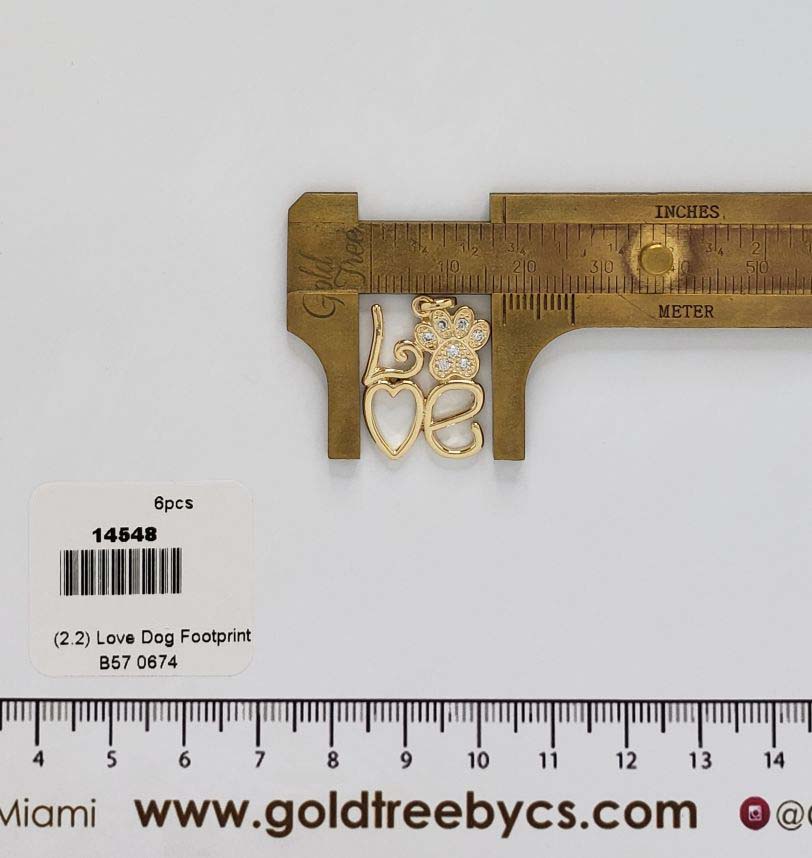 14548 Gold Love and Paw Pendant