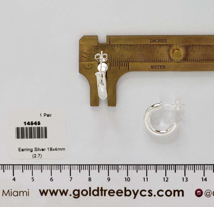 14545 18x4mm Earring Silver