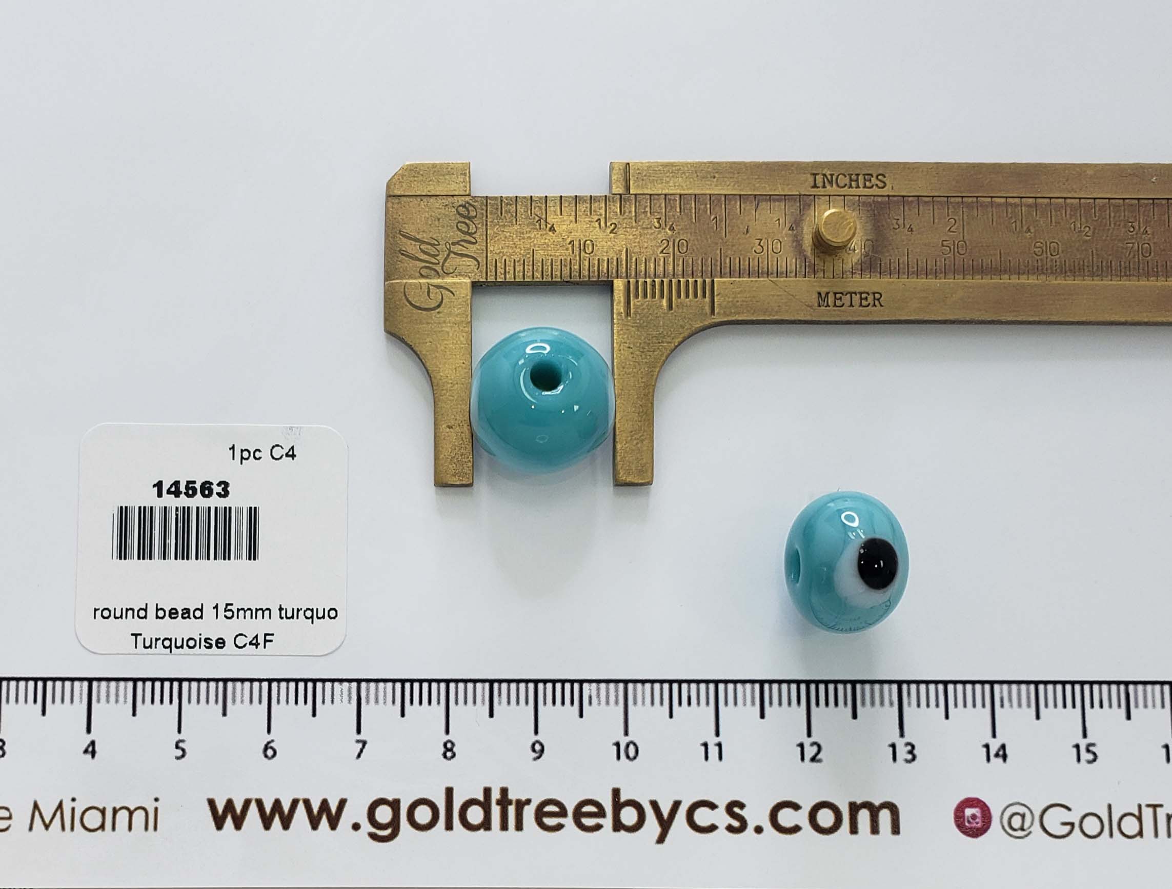 14563 Espaciador Redondo de Ojo Turco Turquesa