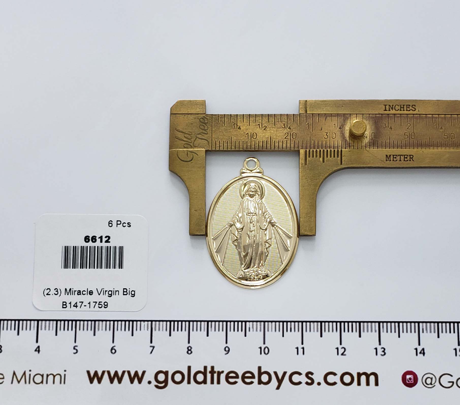 6612 Oval Gold Miraculous Virgin Pendant