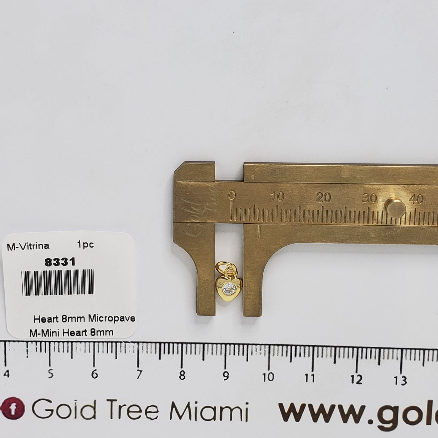 8331 Mini Gold Heart with Clear Crystal