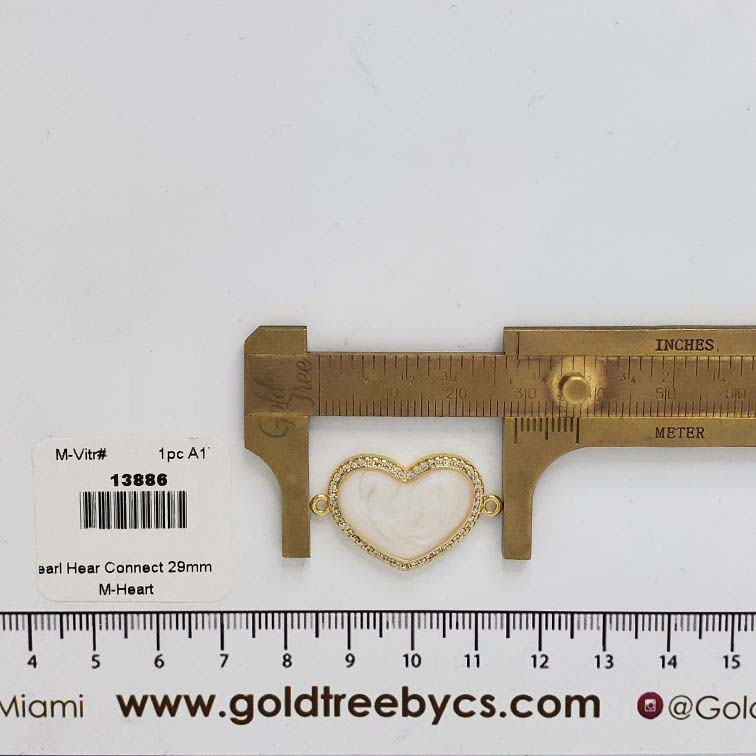 13886 Gold Pearl Heart Shell Connector
