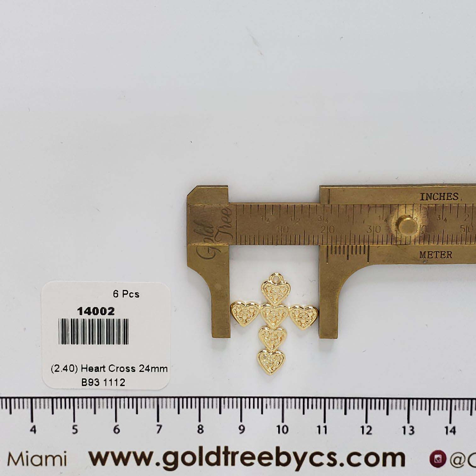 14002 Textured Heart Cross Pendant