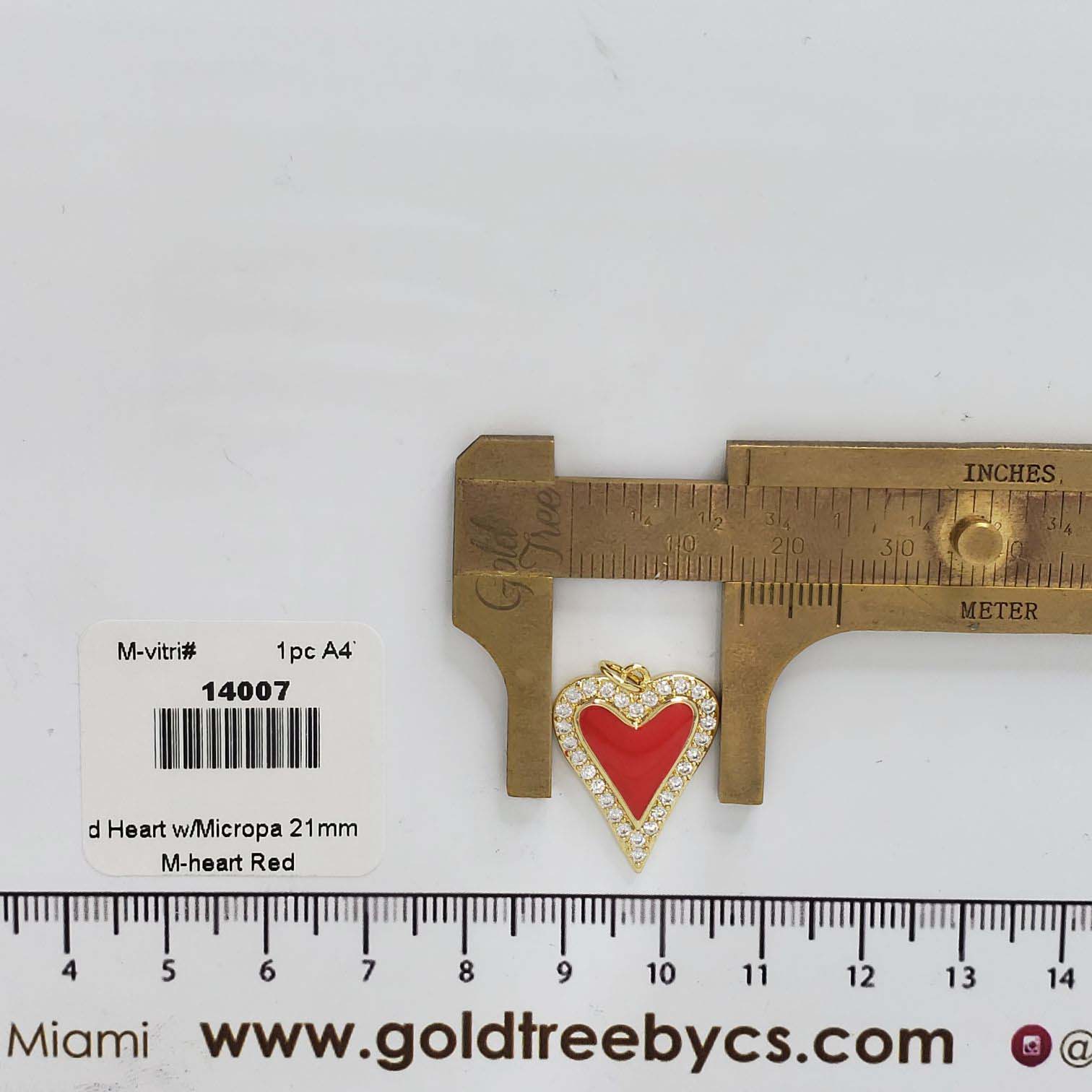 14007 16mm Red Heart Pendant with Micropave