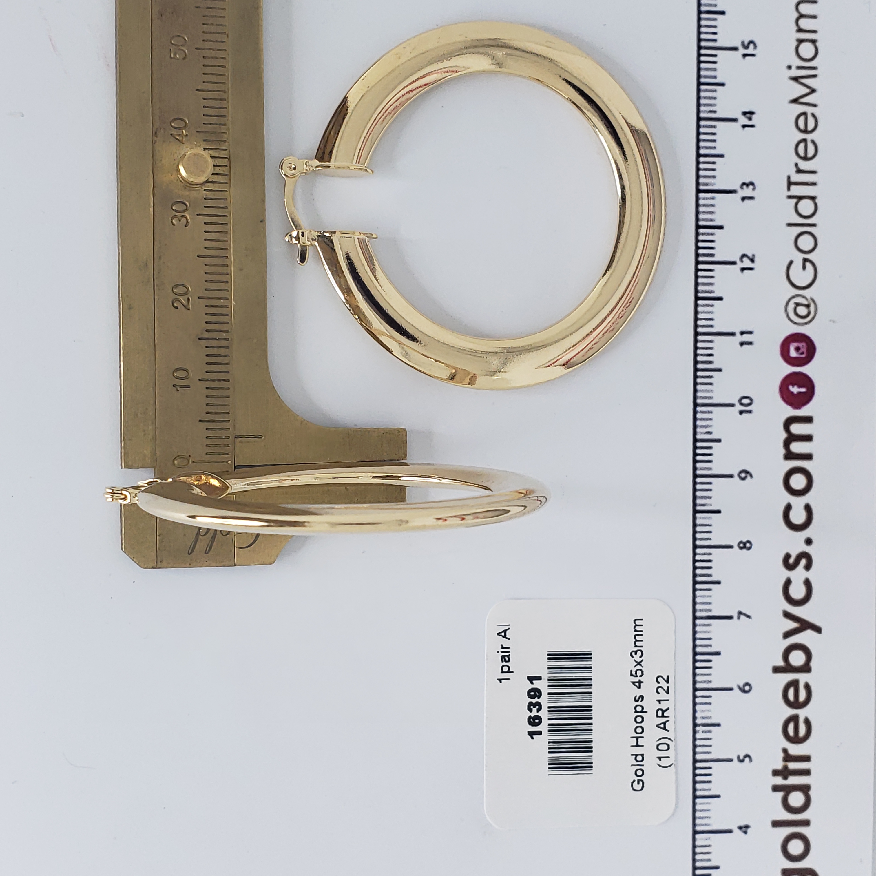 16391 45x3mm Gold Hoops