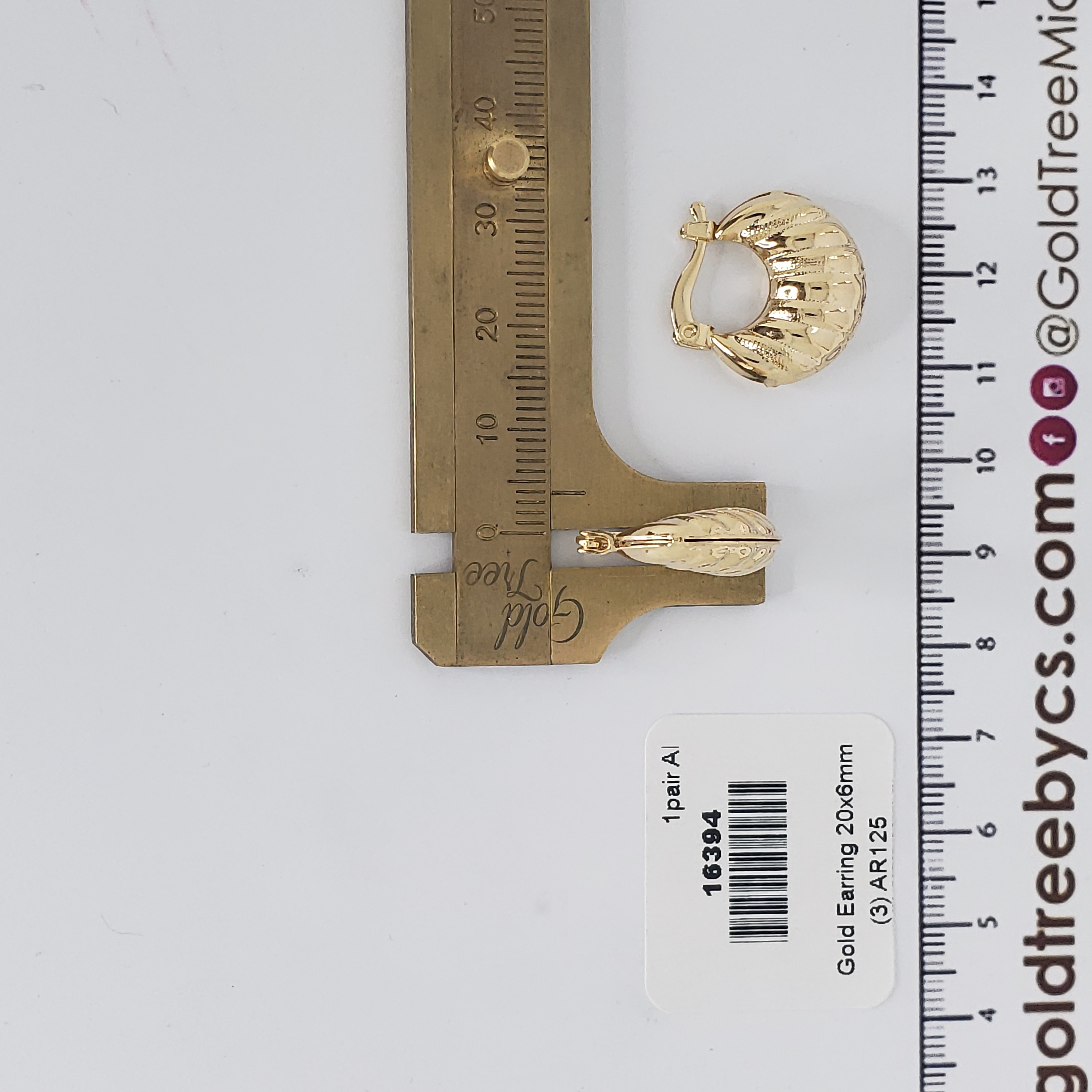 16394 20x6mm Gold Earring