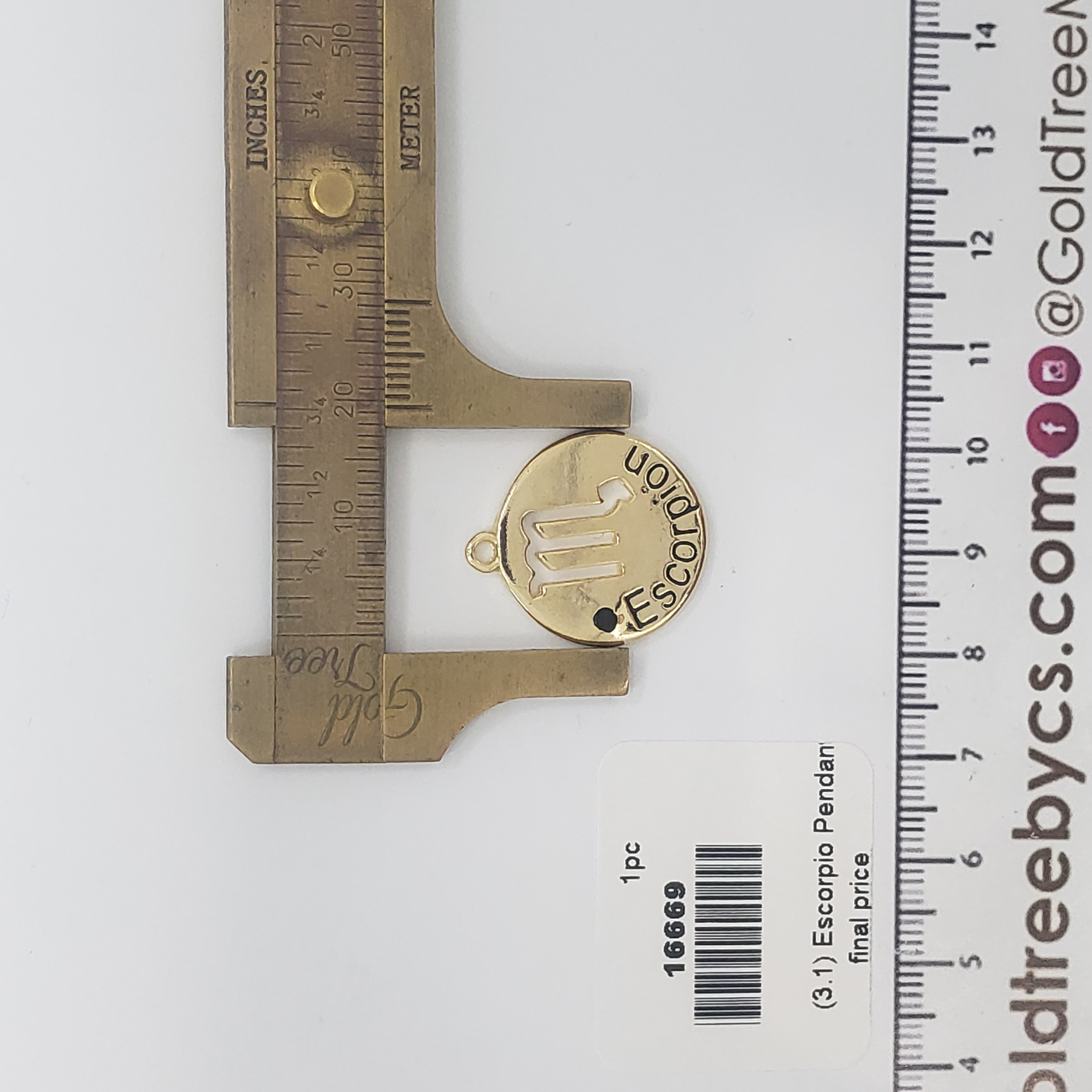 16669 Round Gold Escorpio Pendant