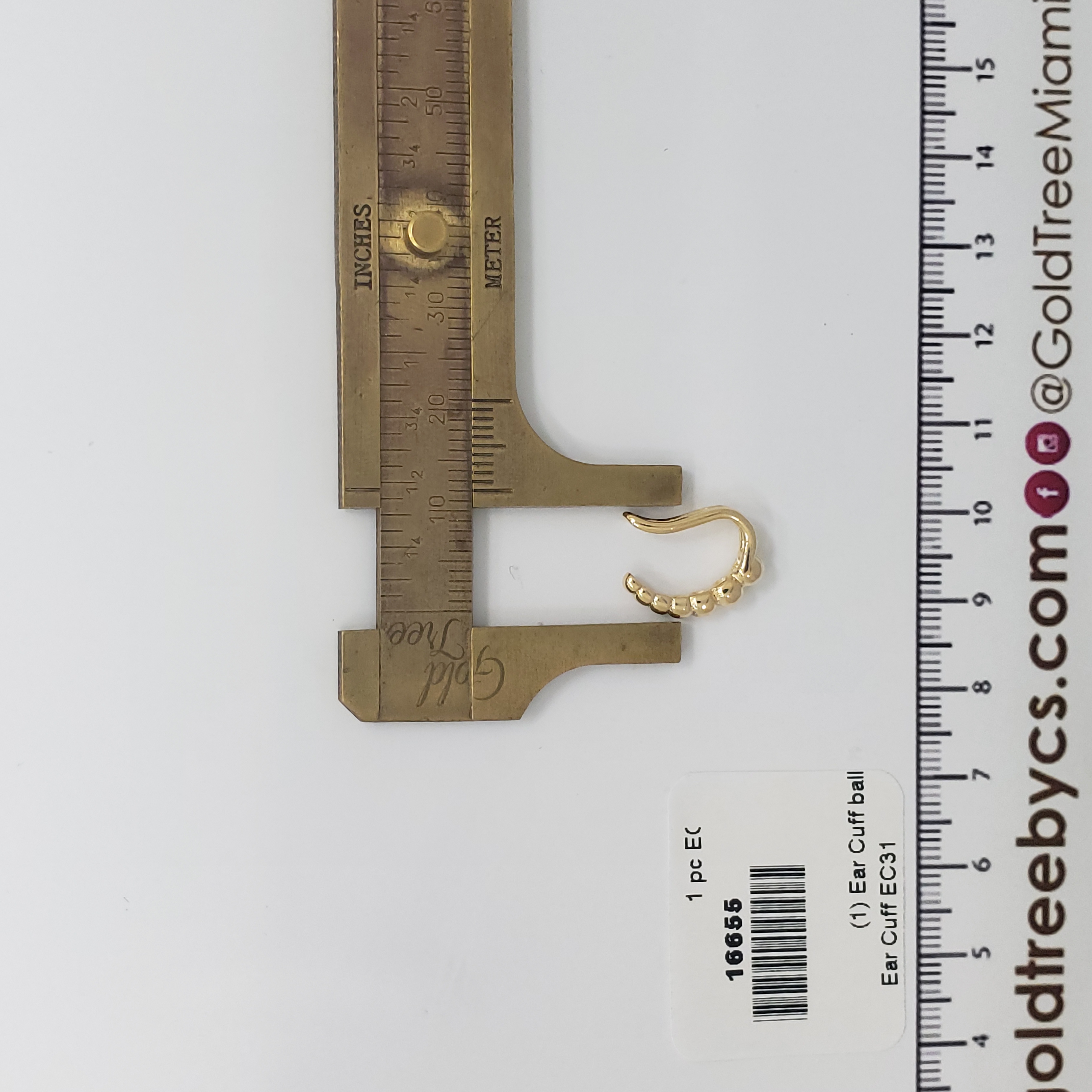 16655 Gold Ear Cuff Ball