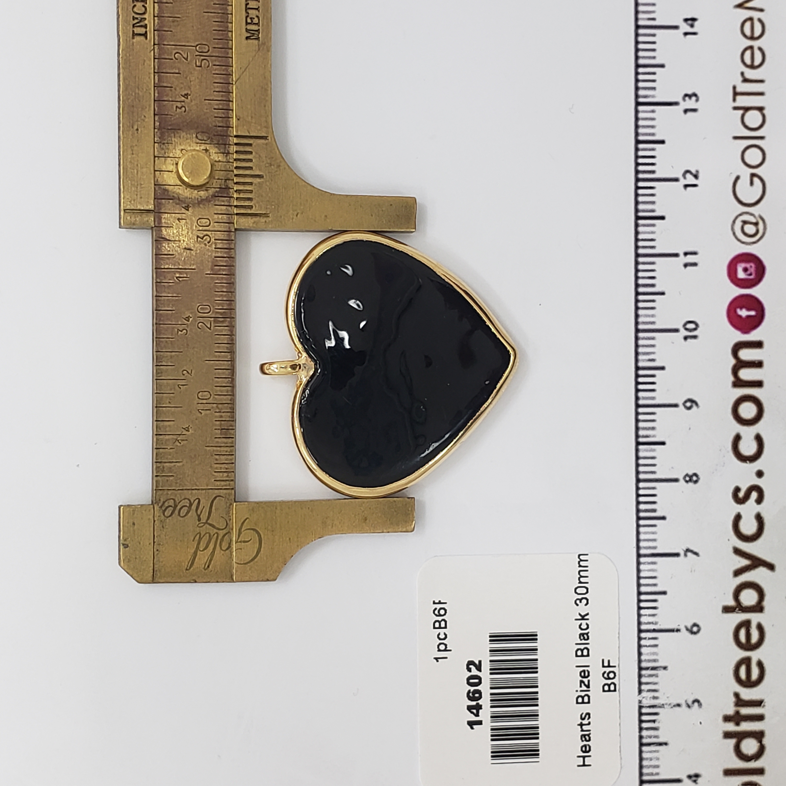 14602 Black Heart Bizel Pendant