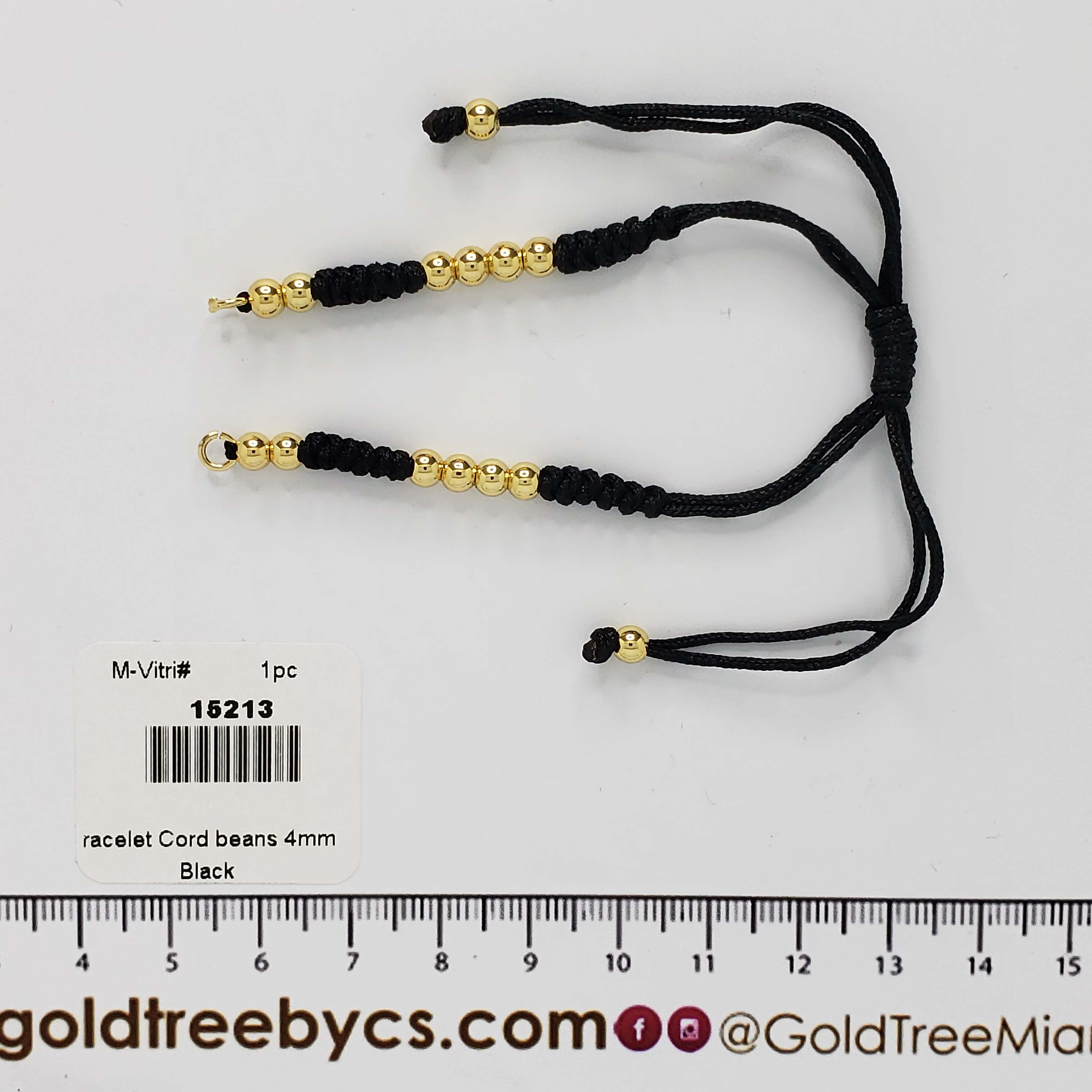 15213 Black Bracelet Cord with Beads