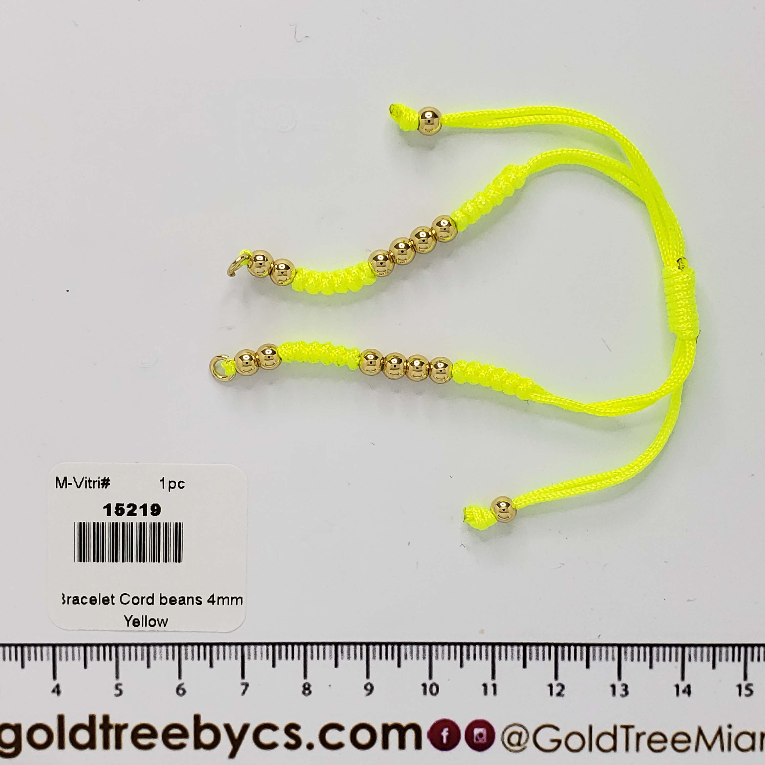 15219 Yellow Bracelet Cord with Beads