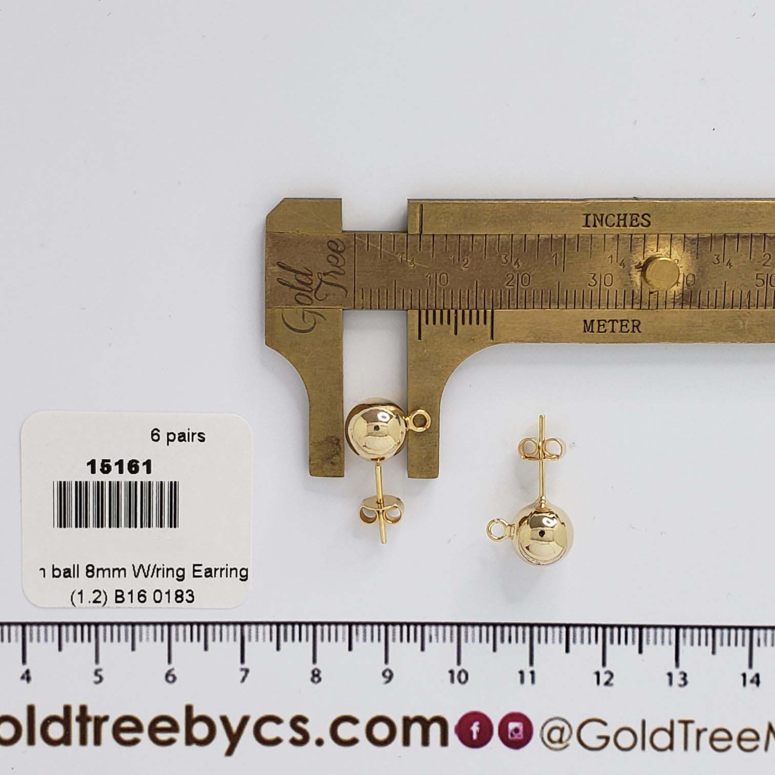 15161 8mm Smooth Ball with Ring Earring