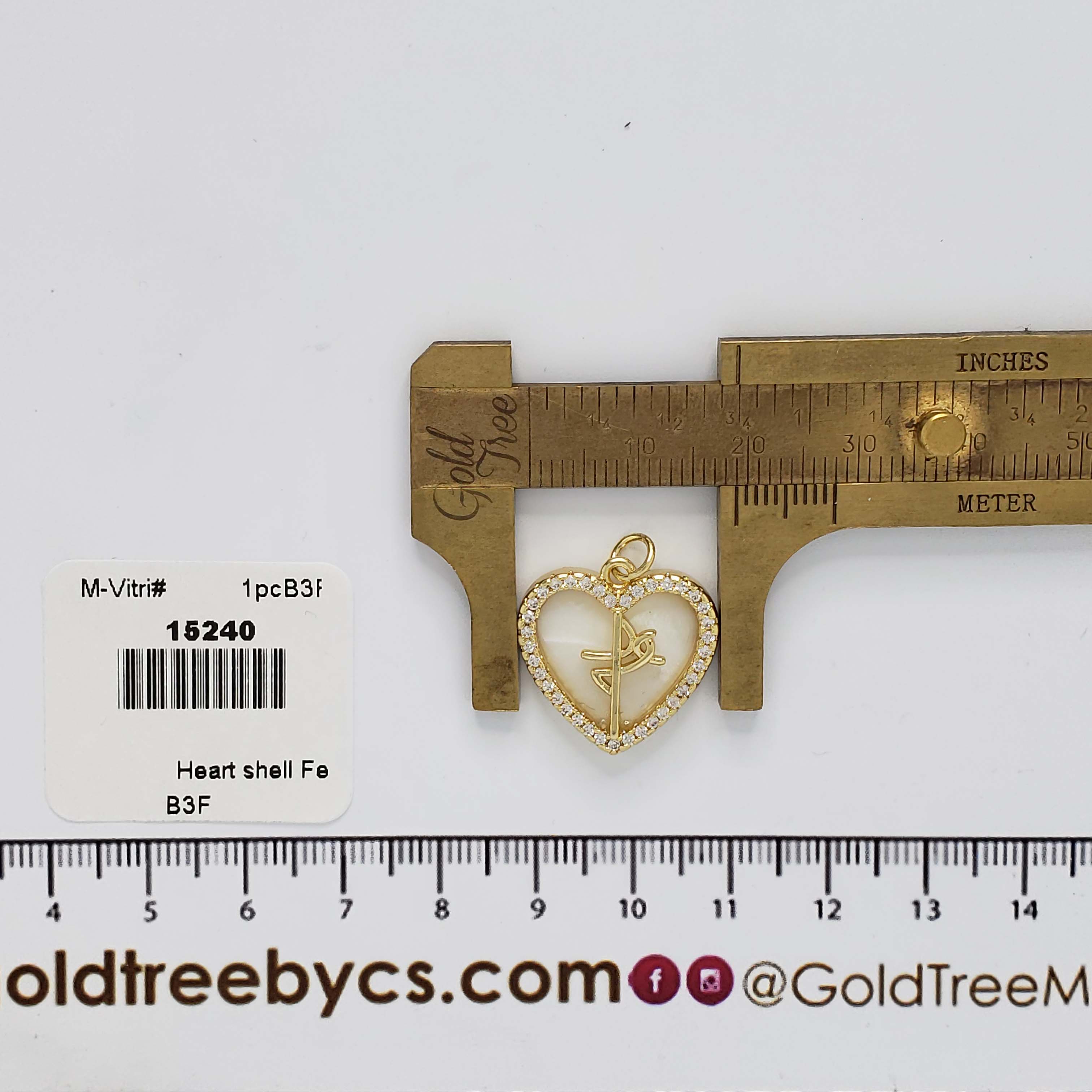 15240 ´Fe´ Shell Heart Crystals Pendant