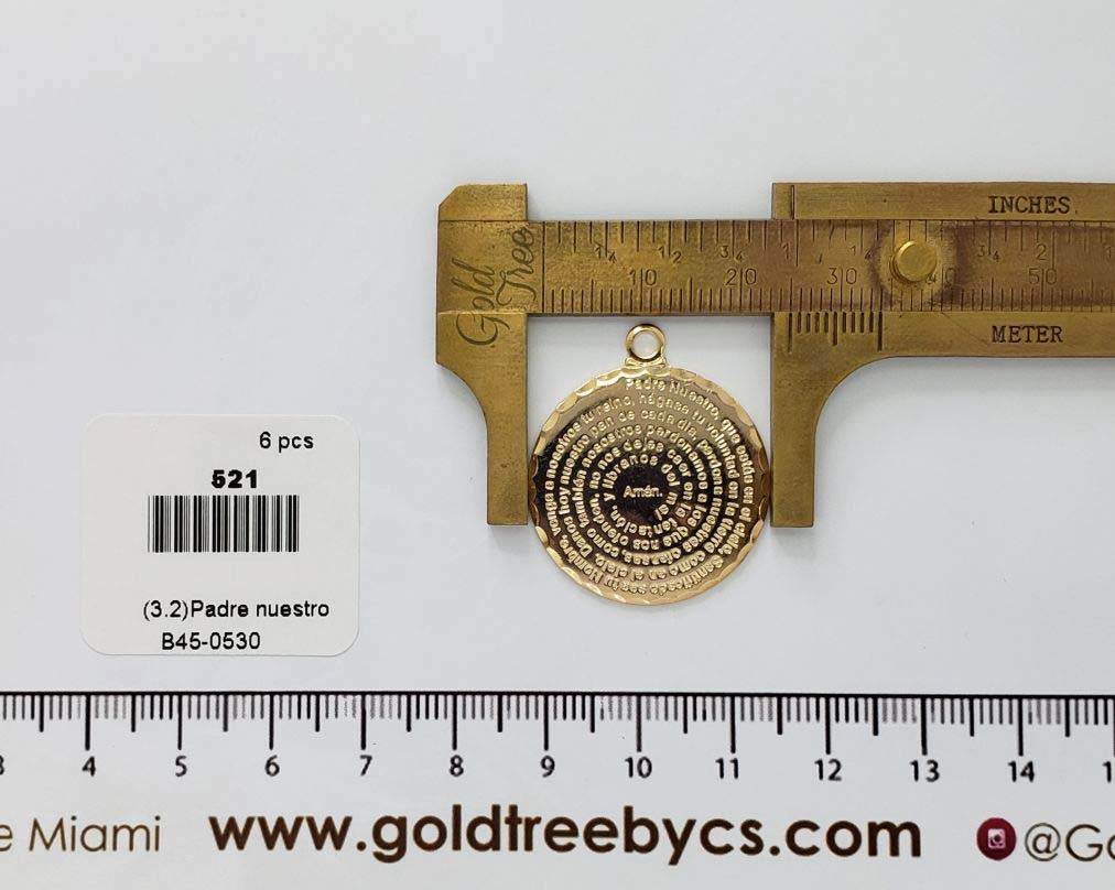 521 Medium Gold Plated Padre Nuestro Charm 25mm
