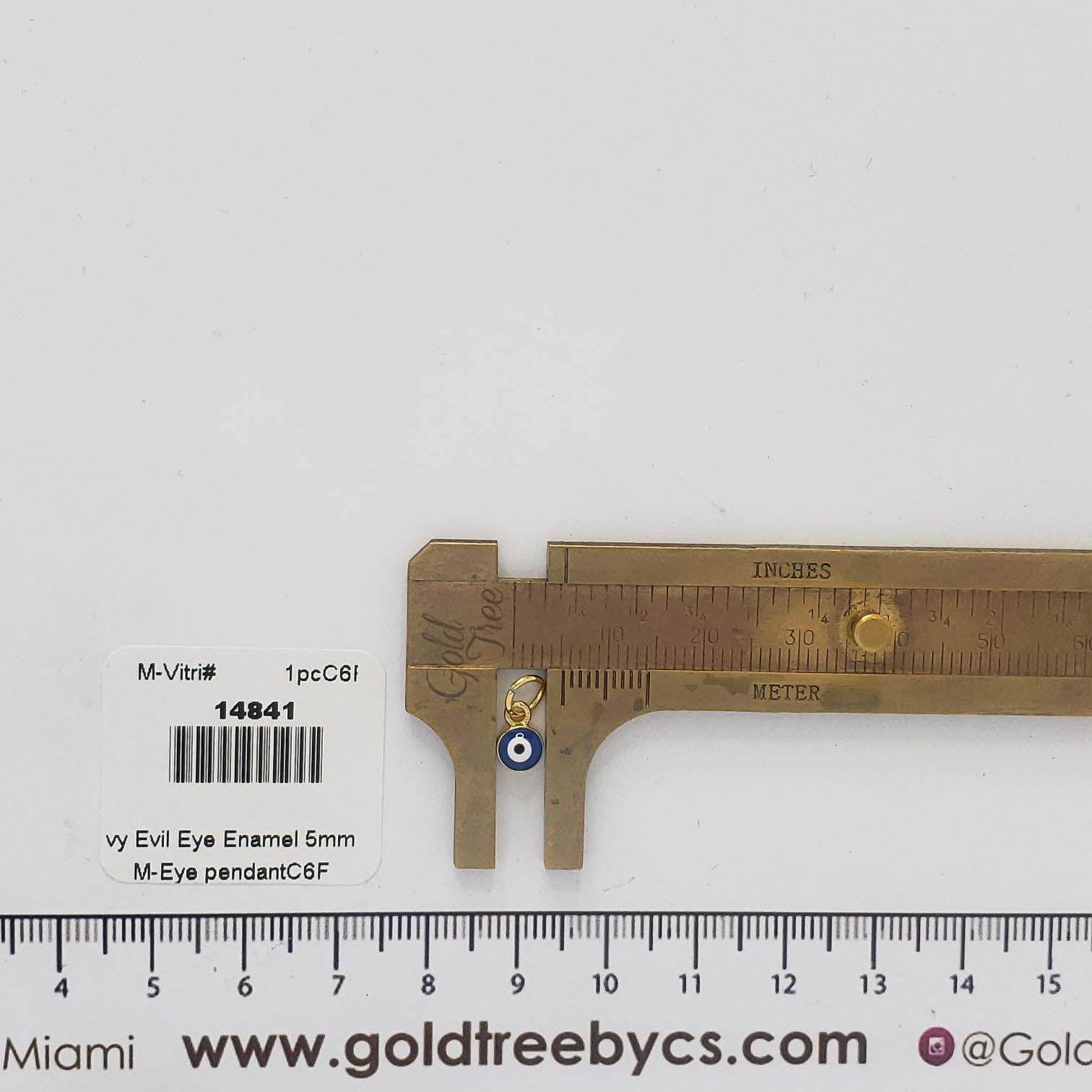 14841 Navy Evil Eye Enamel Pendant