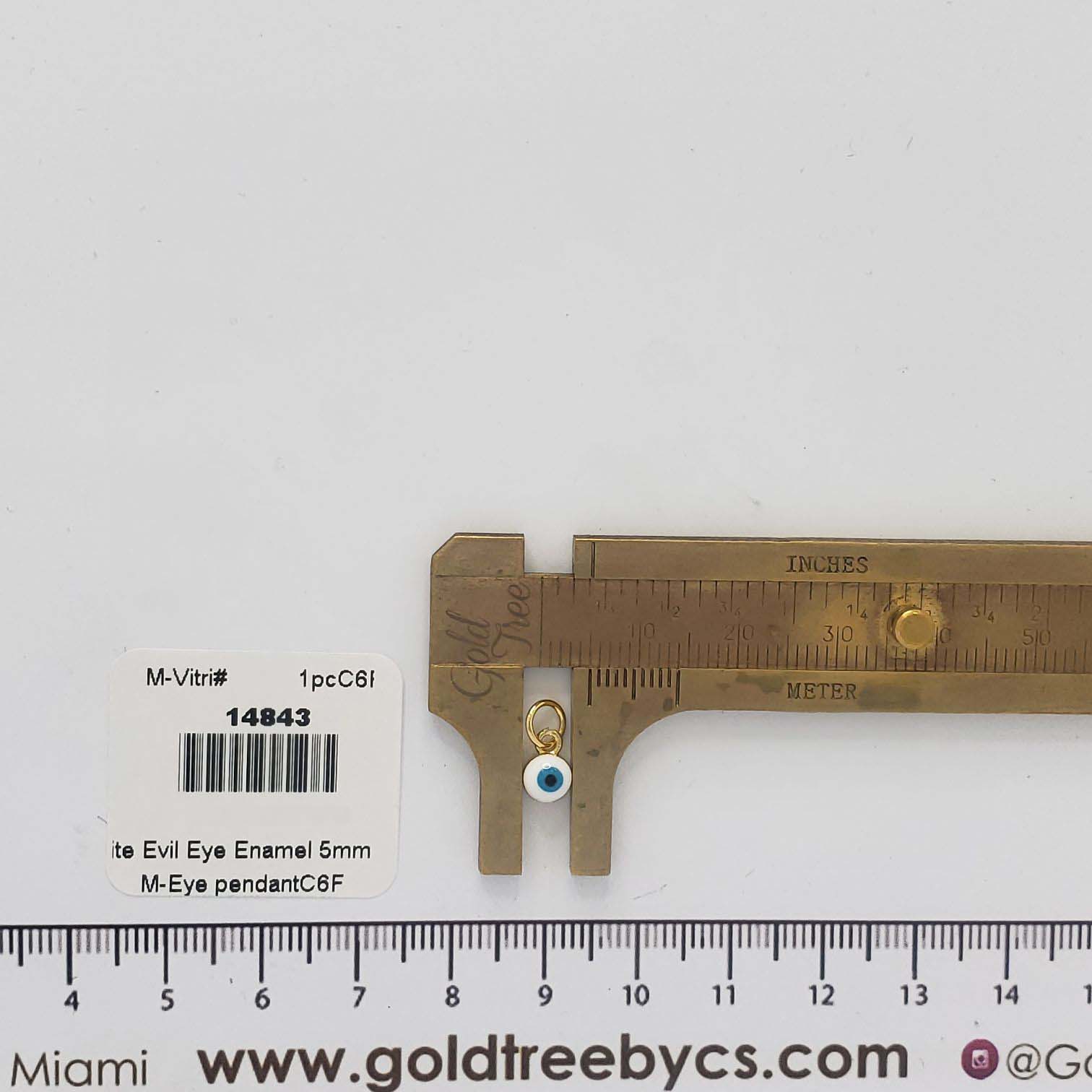 14843 Mini White Enamel Evil Eye 