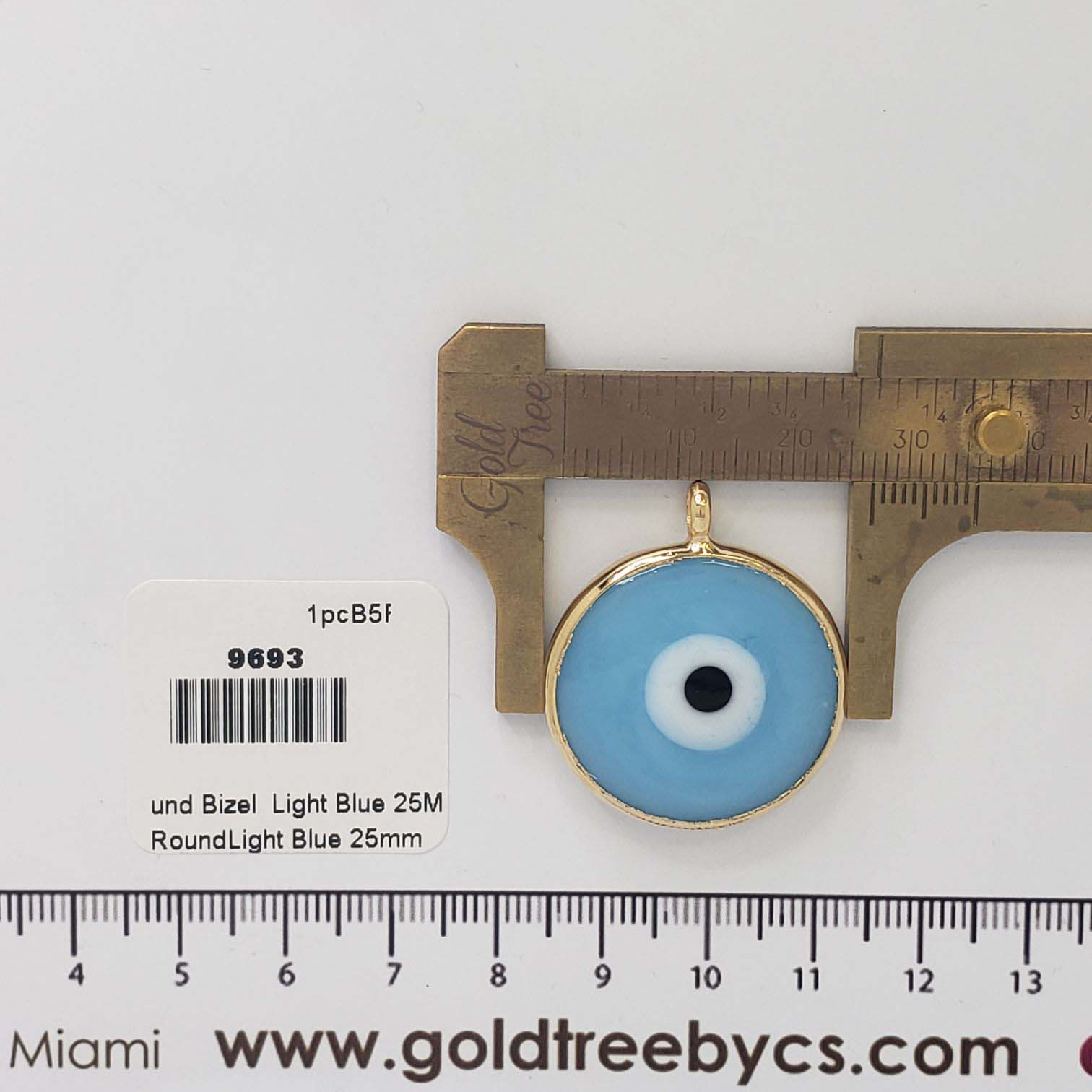 9693 Eye Round Bizel Light Blue Pendant