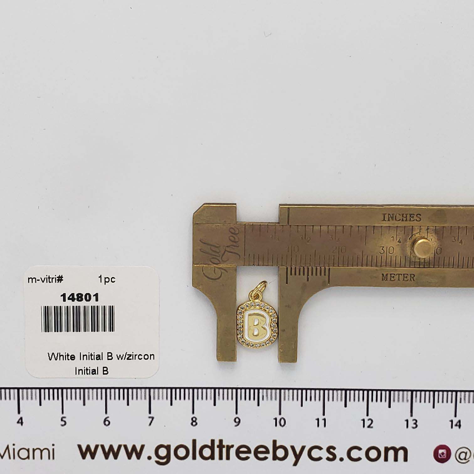 14801 White Initial B w/zircon