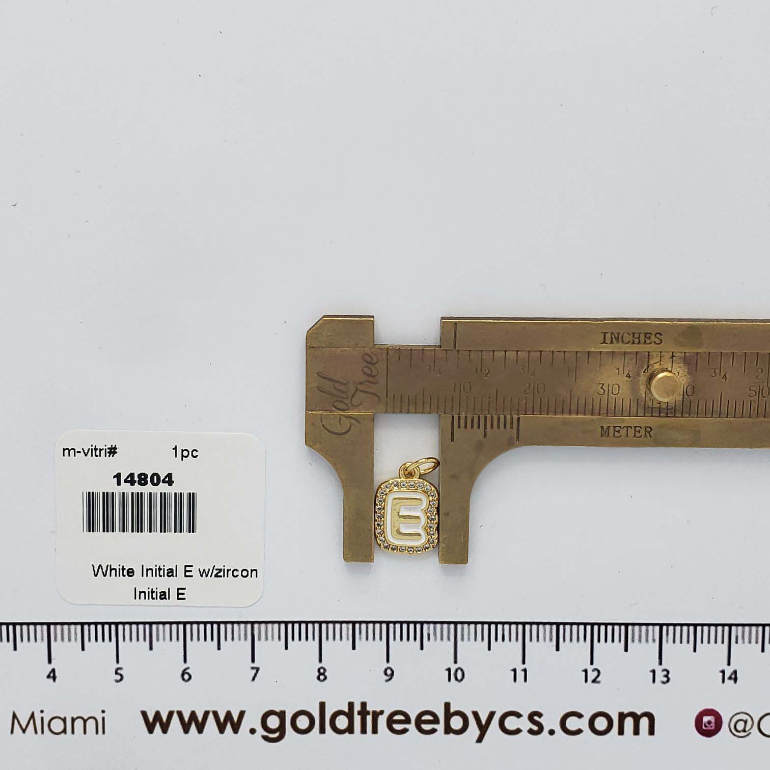 14804 White Initial E w/zircon
