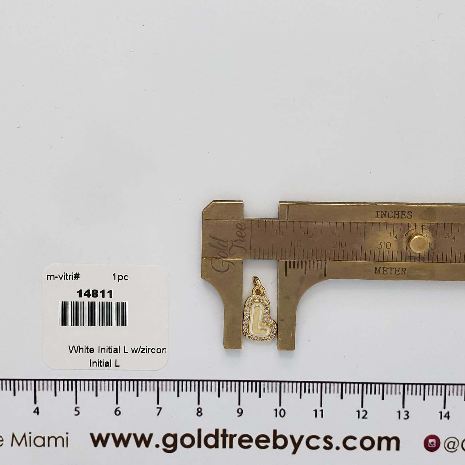 14811 White Initial L w/zircon