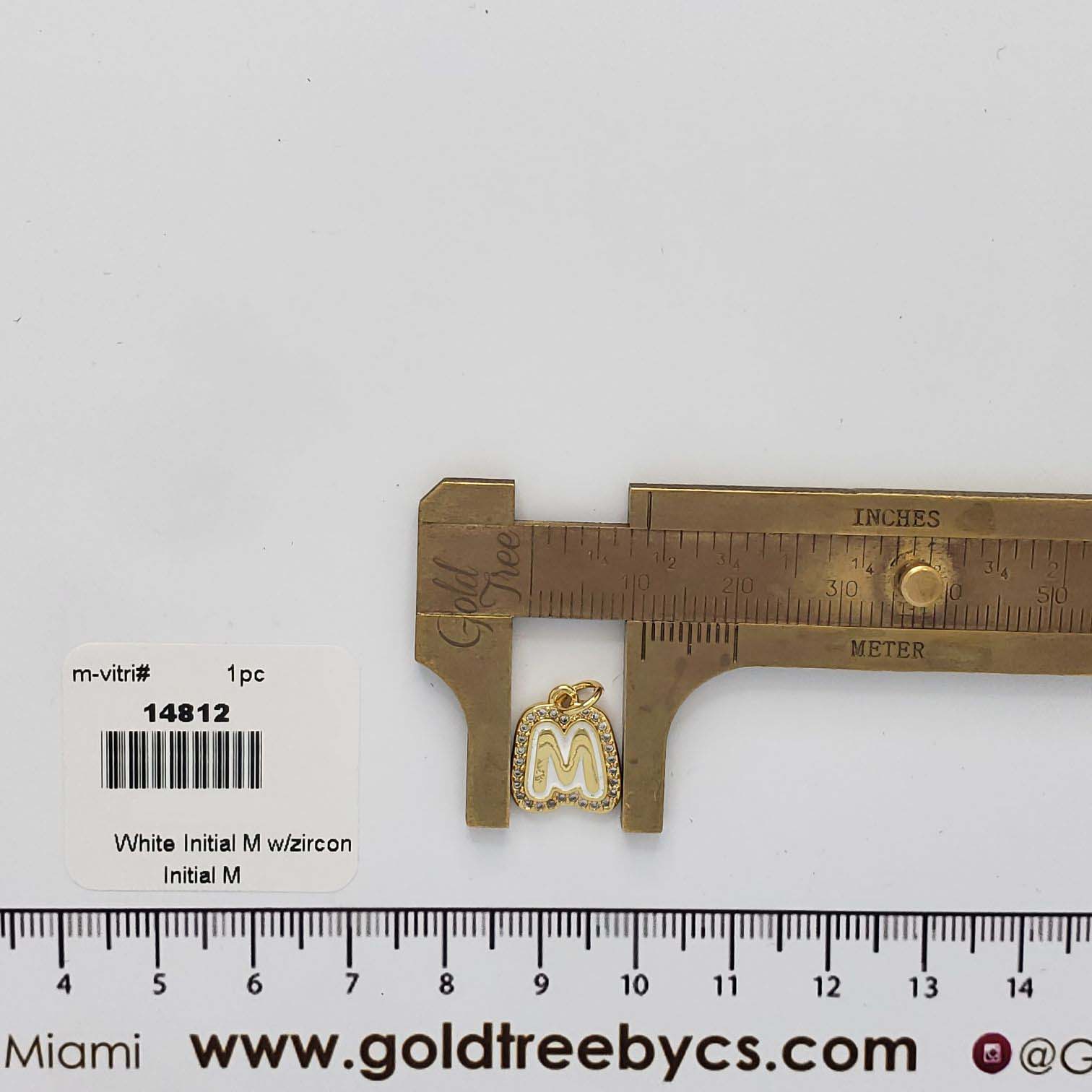 14812 White Initial M w/zircon