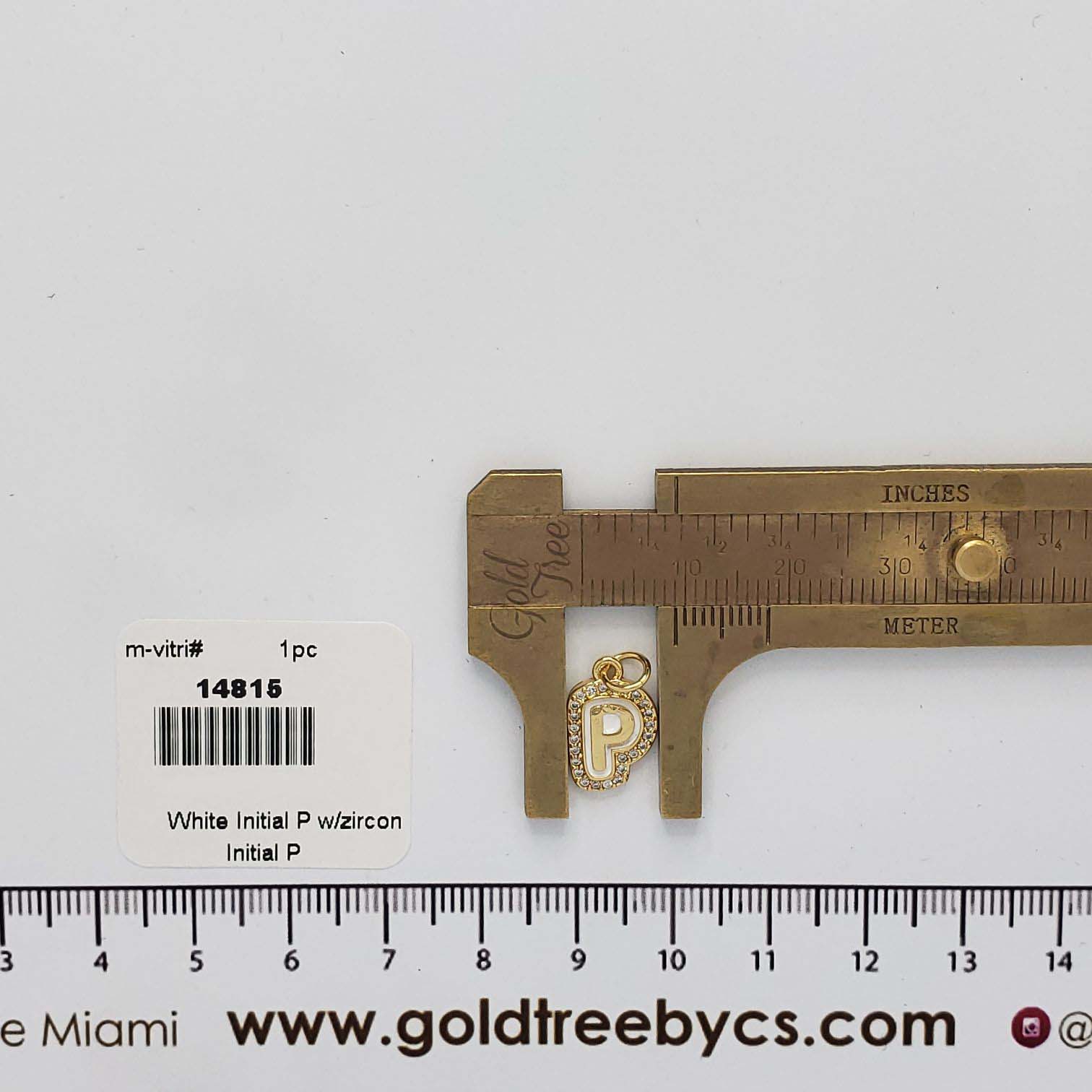 14815 White Initial P w/zircon