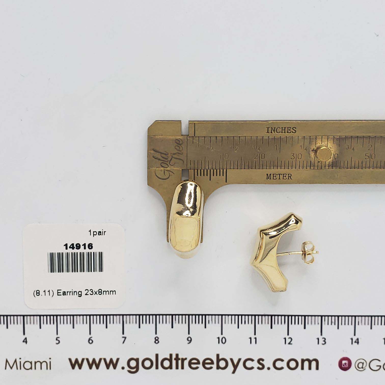 14916 Pendientes Geométricos Dorados De 23x8mm