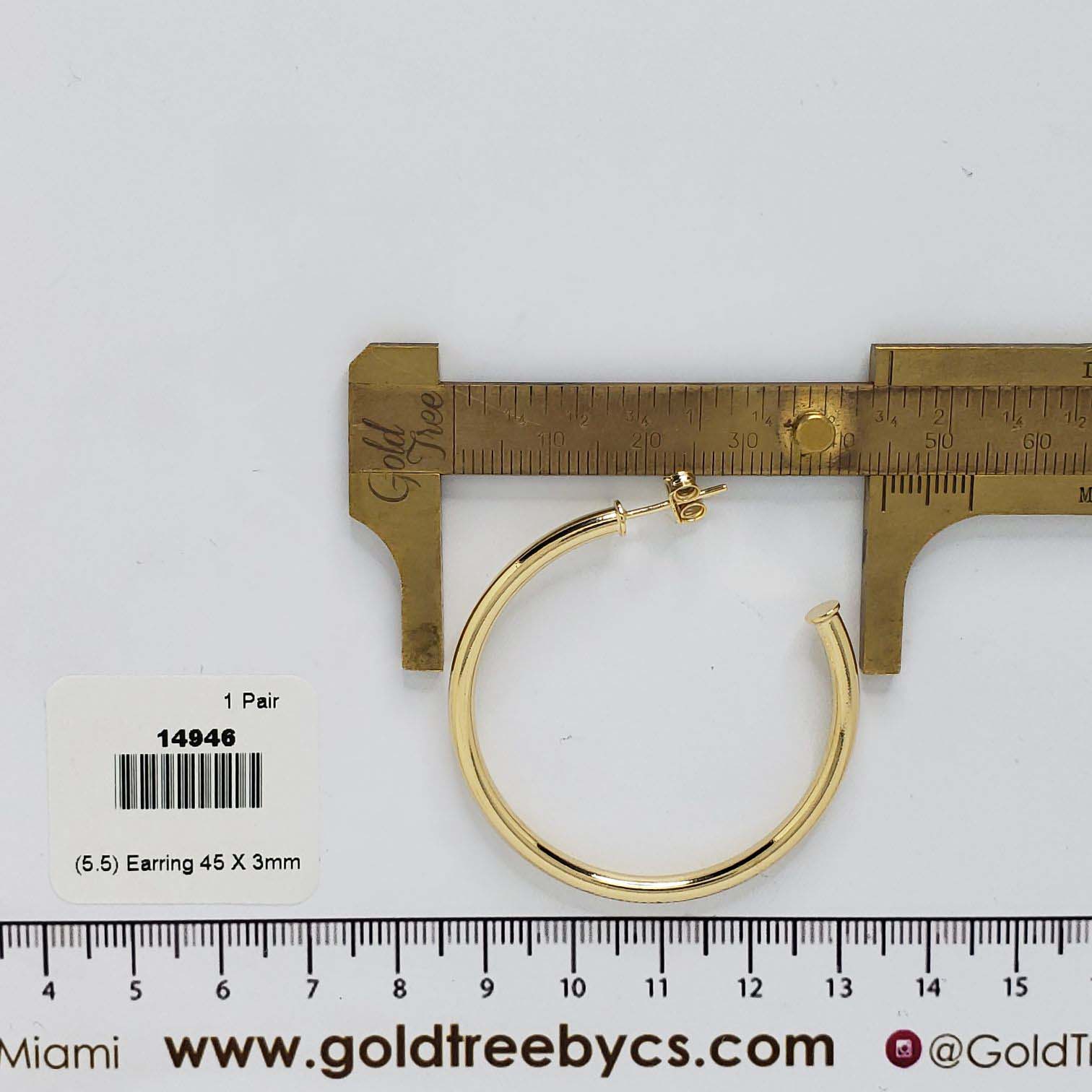 14946 45x3mm Gold Earring