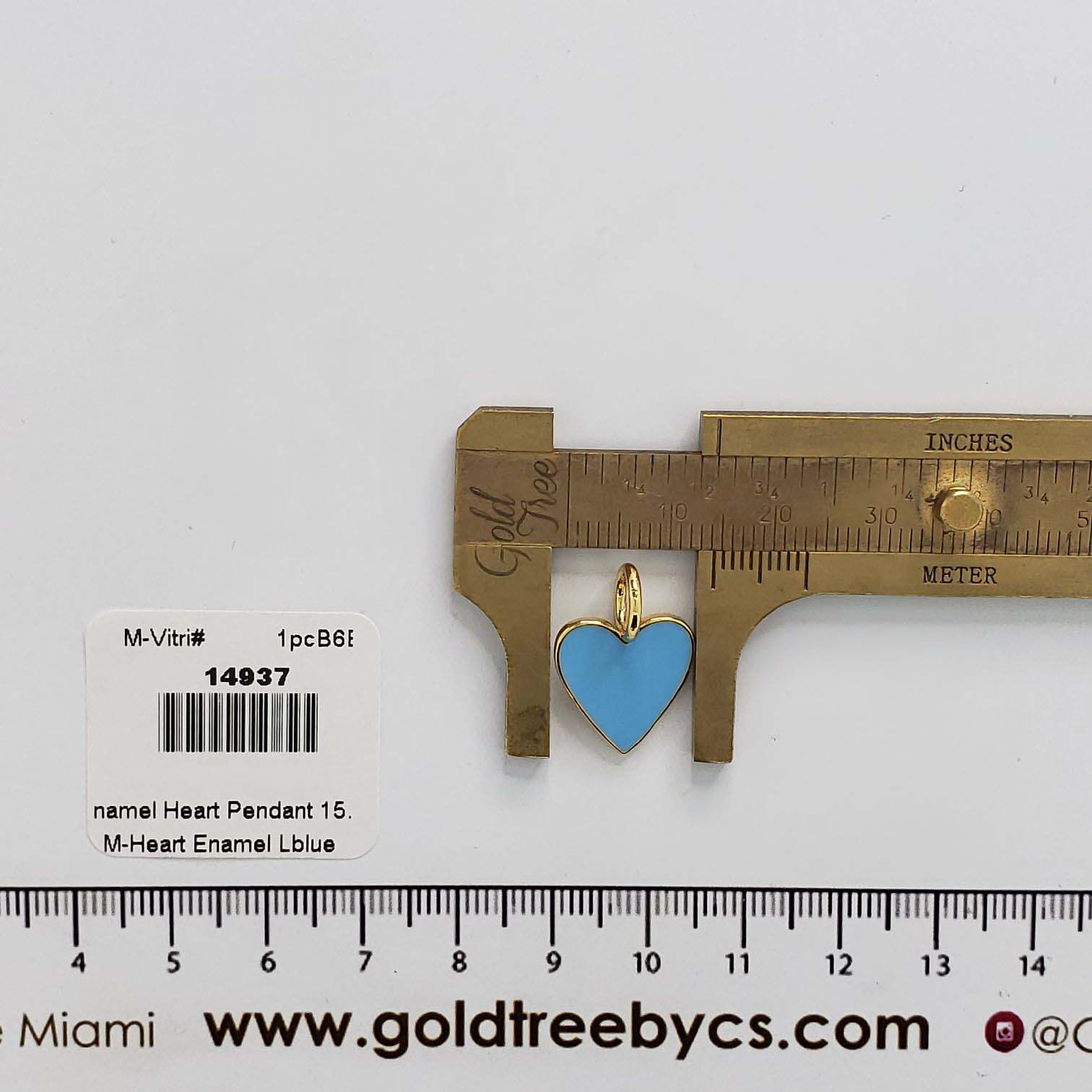 14937 15mm Light Blue Enamel Heart Pendant 