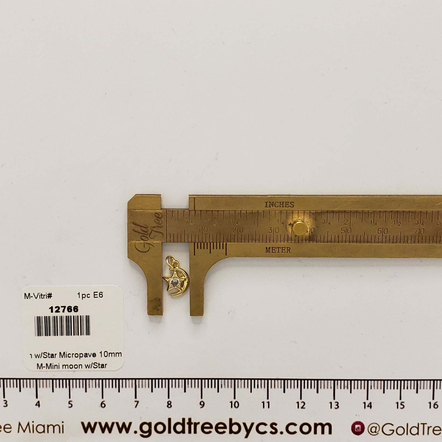 12766 Mini Moon with Star Micropavé Pendant