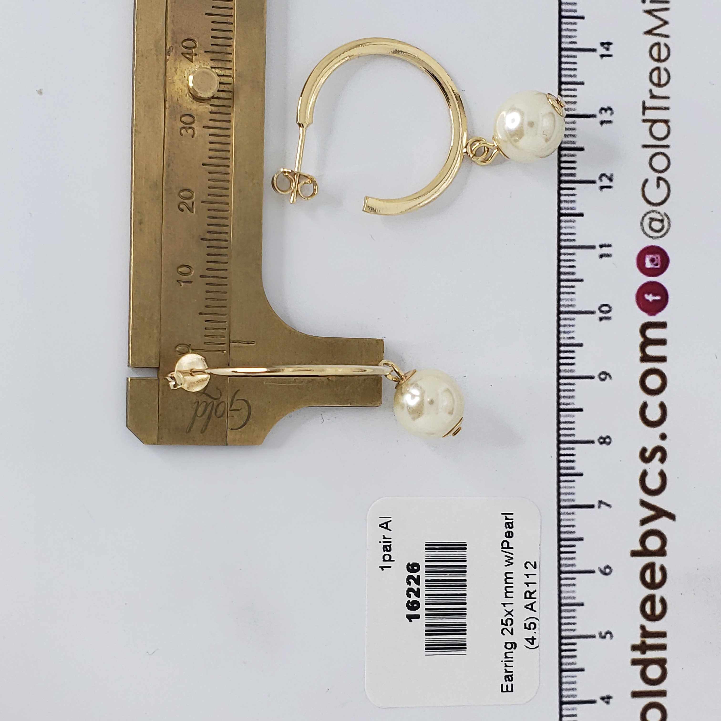 16226 Earring Hoop with Pearl