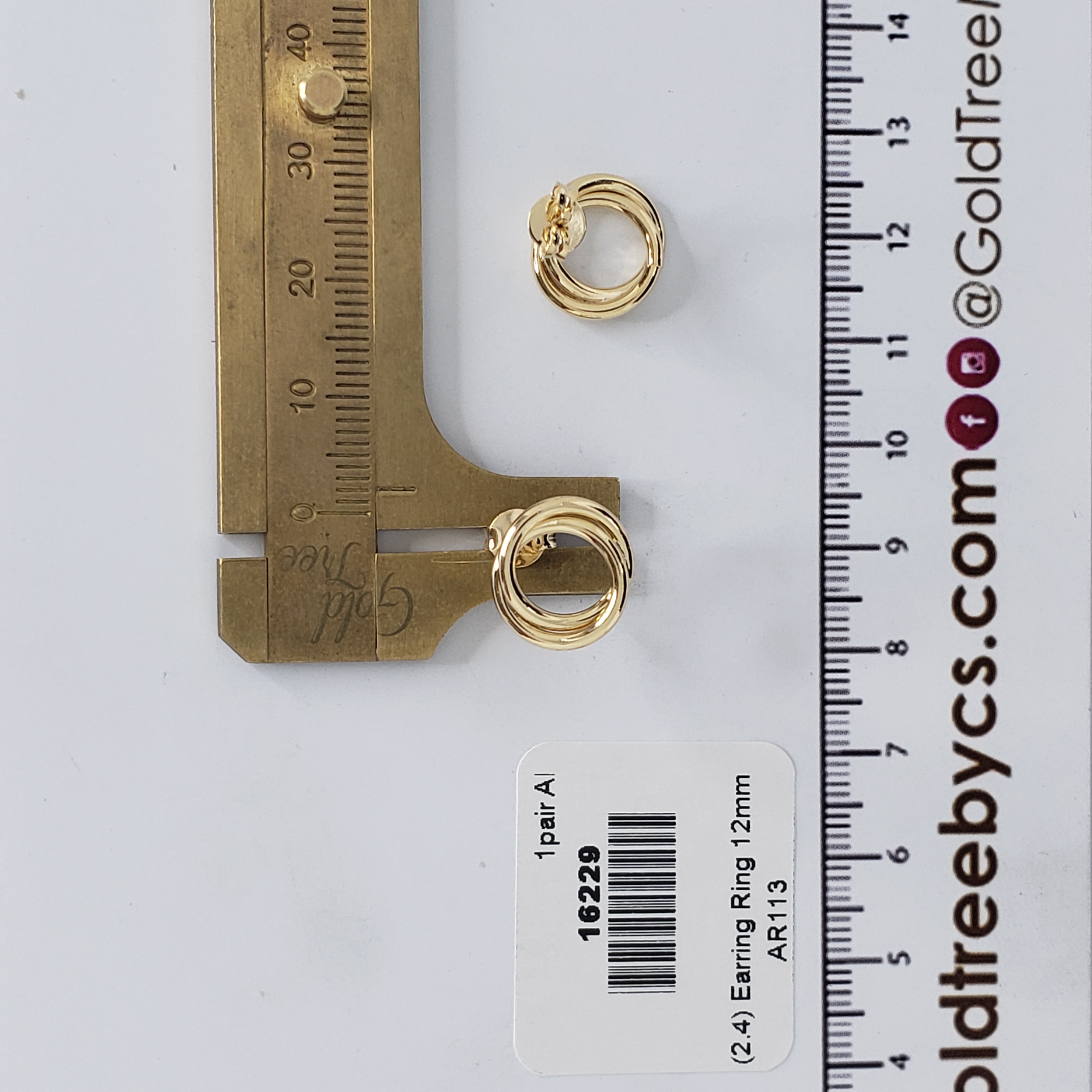 16229 12mm Gold Earring Ring