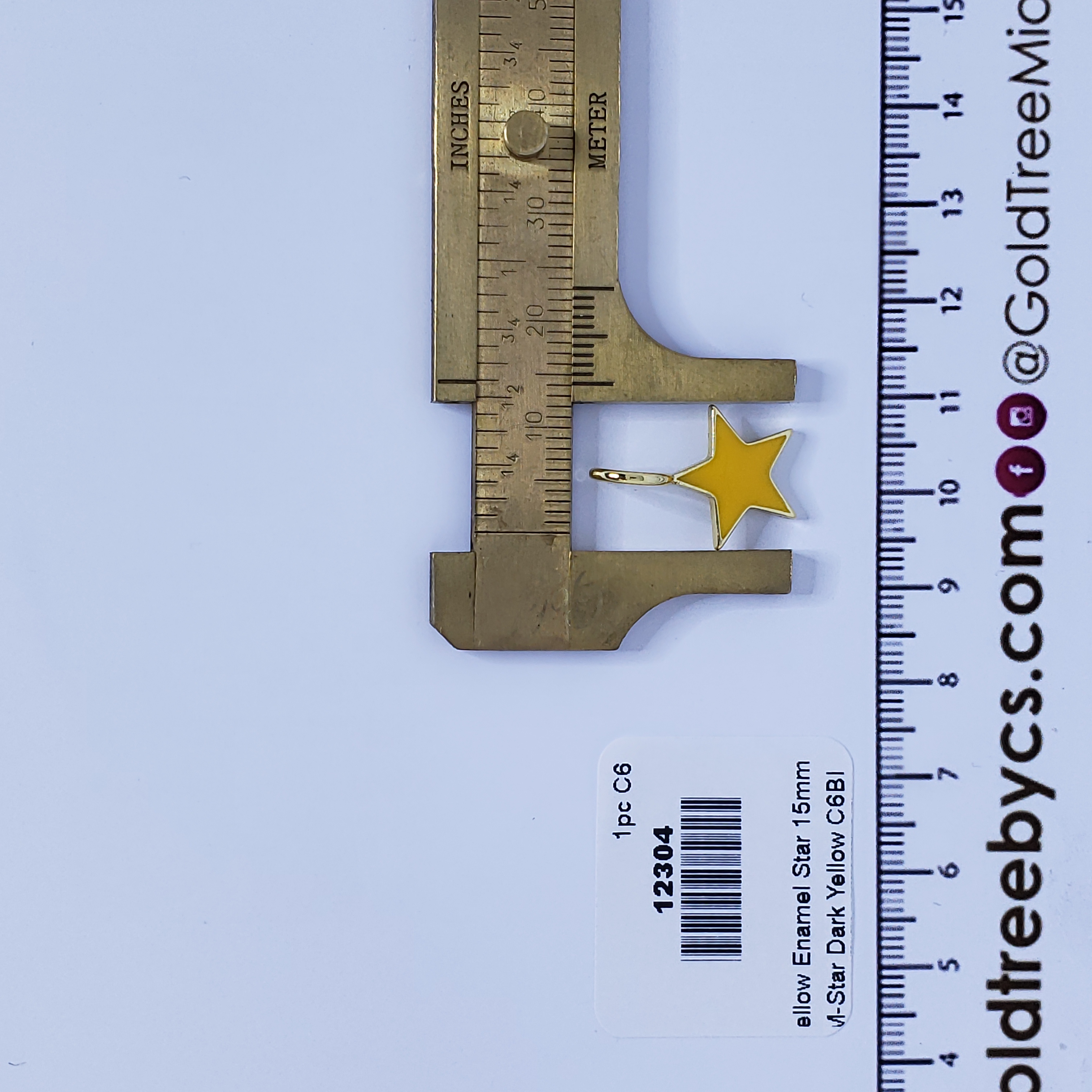 12304 Mini Dark Yellow Enamel Star Charm
