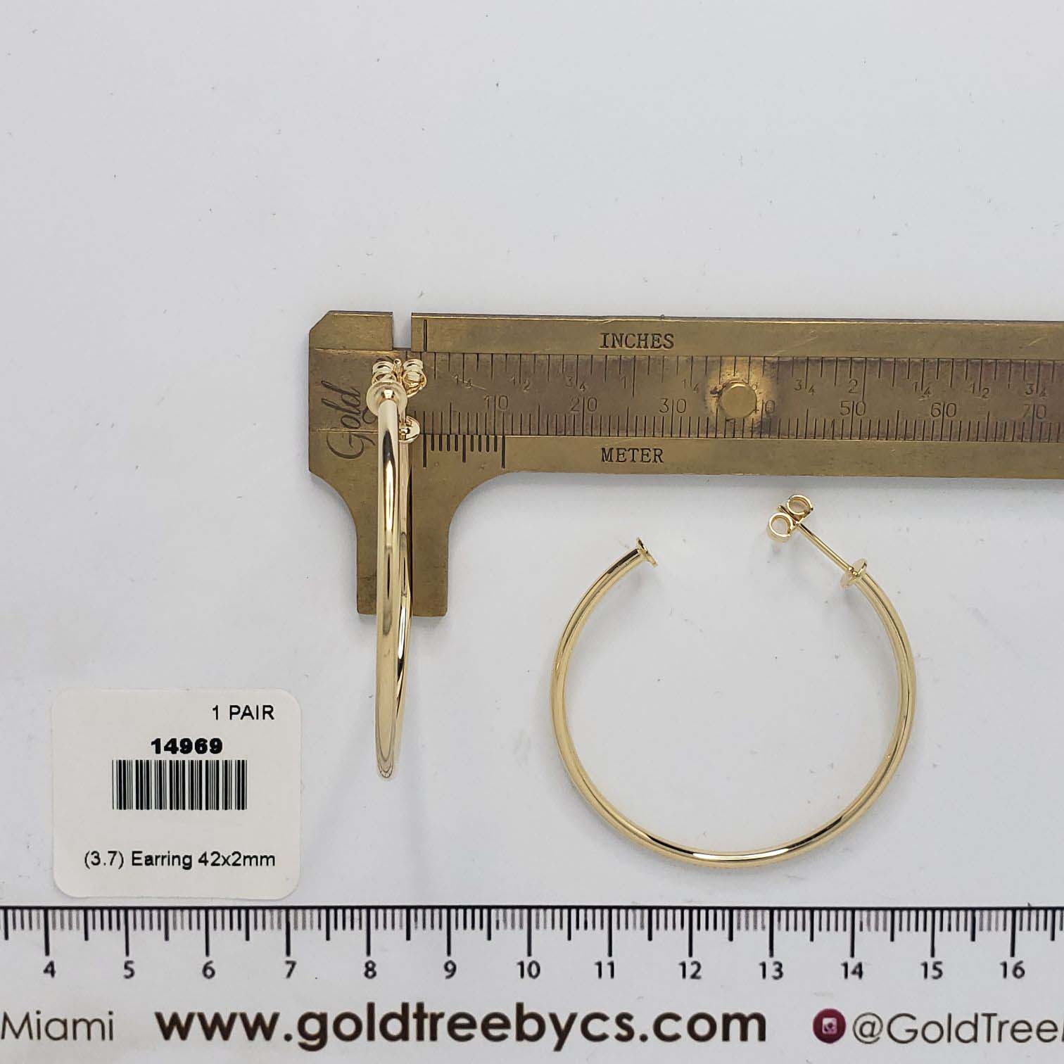 14969 42x2mm Gold Earrings Hoops