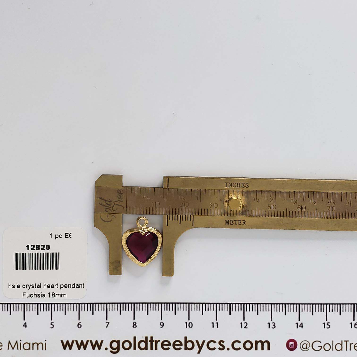 12820 18mm Fuchsia Crystal Heart Pendant