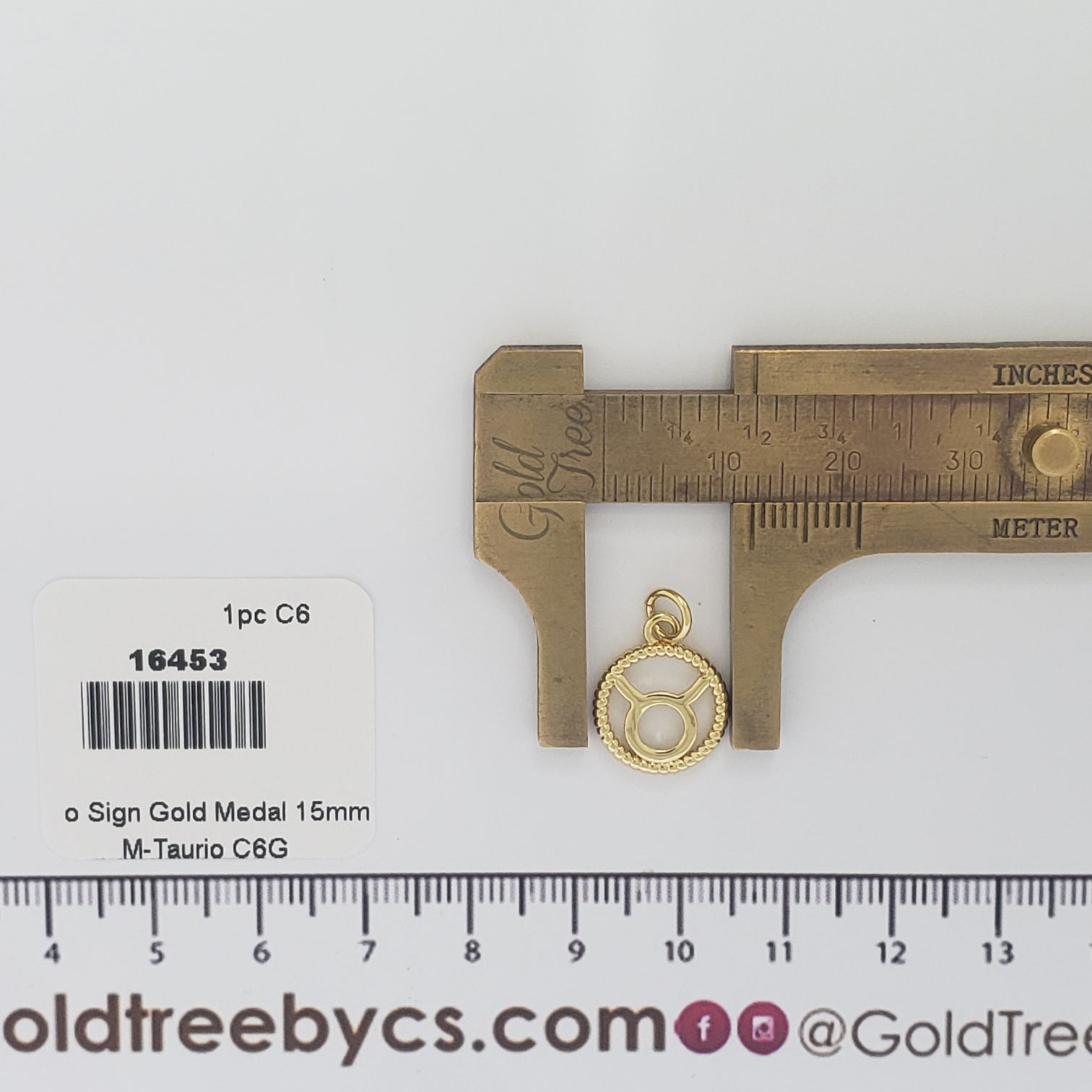 16453 Tauro Sign Gold Medal Charm