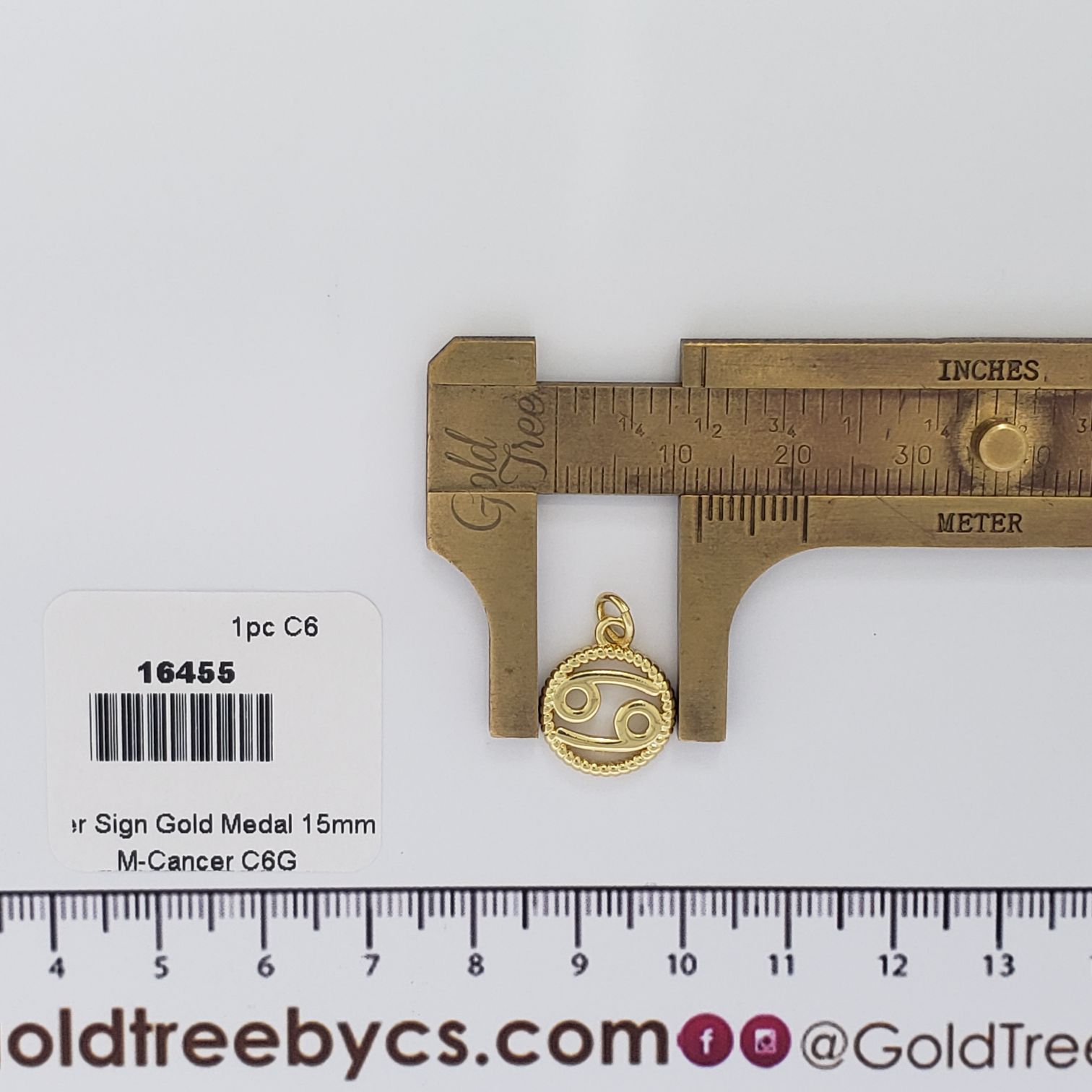 16455 Cancer Sign Gold Medal Charm